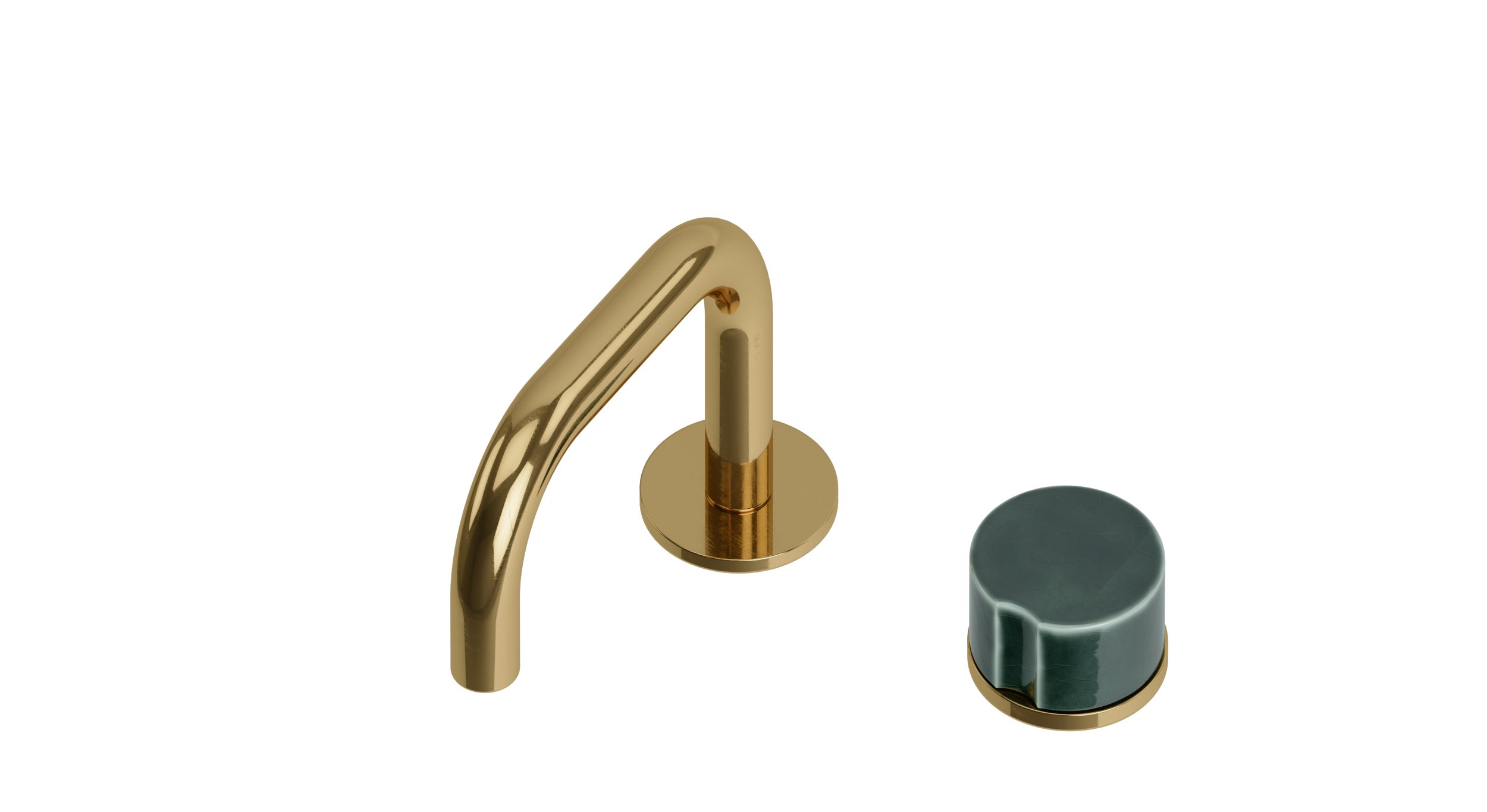 Foundry One Handle Deck Mount Squaretop Lavatory Faucet with Groove Ceramic Knob Handle in Uncoated Polished Brass