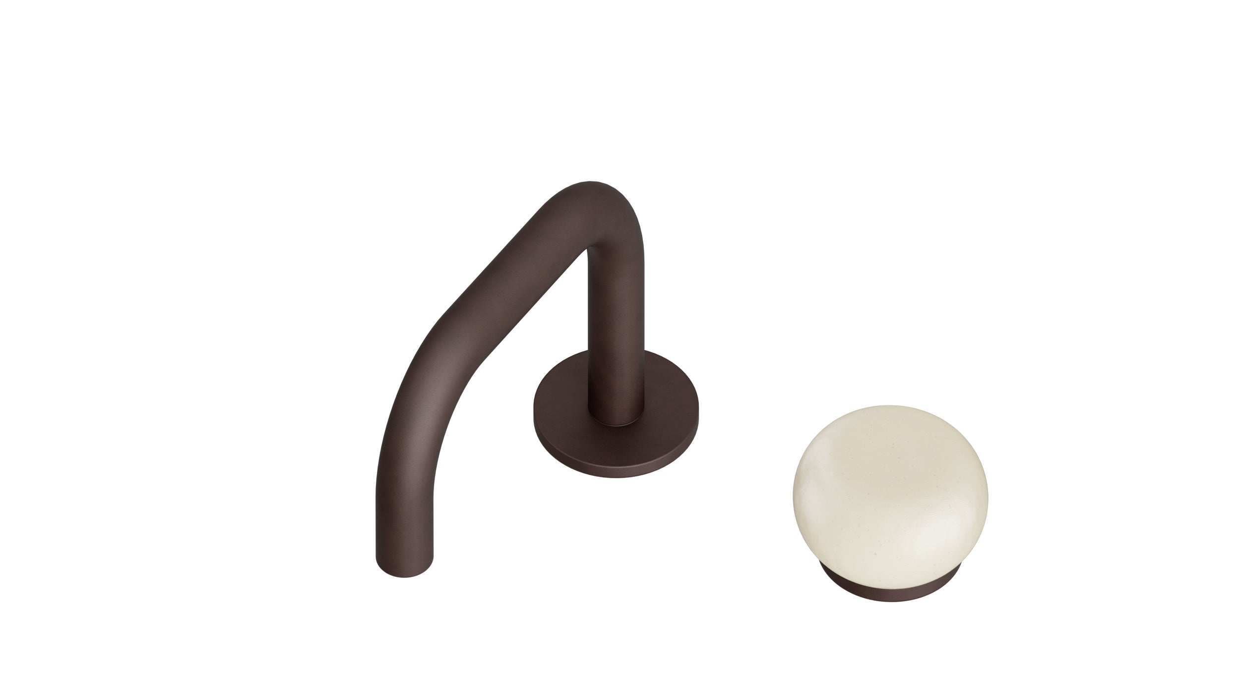 Foundry One Handle Deck Mount Squaretop Lavatory Faucet with Pebble Ceramic Knob Handle in Architectural Copper