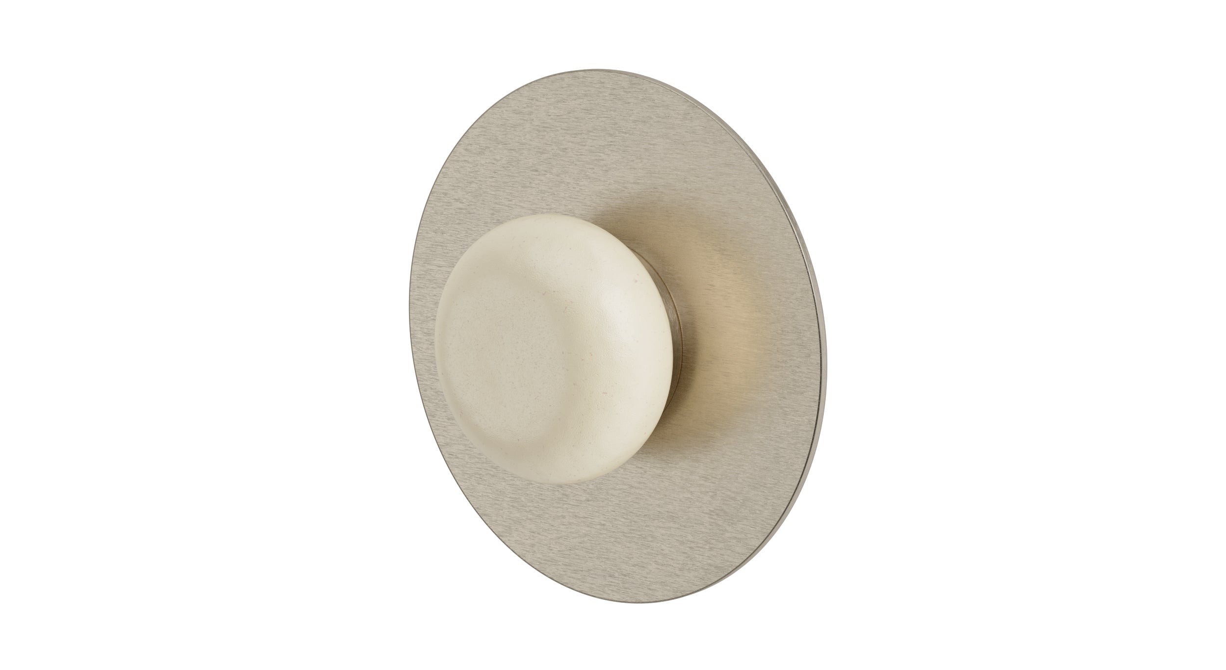 Foundry One Handle Wall Mount Shower Trim with Pebble Ceramic Knob Handle in Satin Nickel