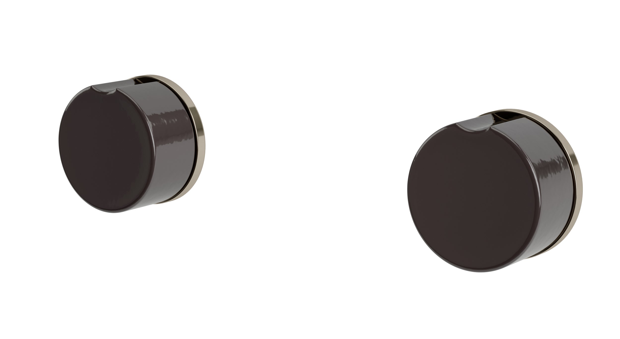 Foundry Two Handle Wall Mount Bath Trim with Groove Ceramic Knob Handles in Polished Nickel