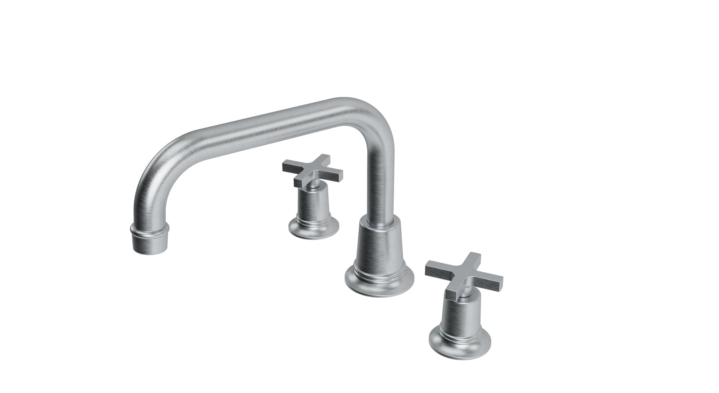 Emerson Two Handle Deck Mount Squaretop Bath Trim with Classic Cross Handles in Satin Chrome
