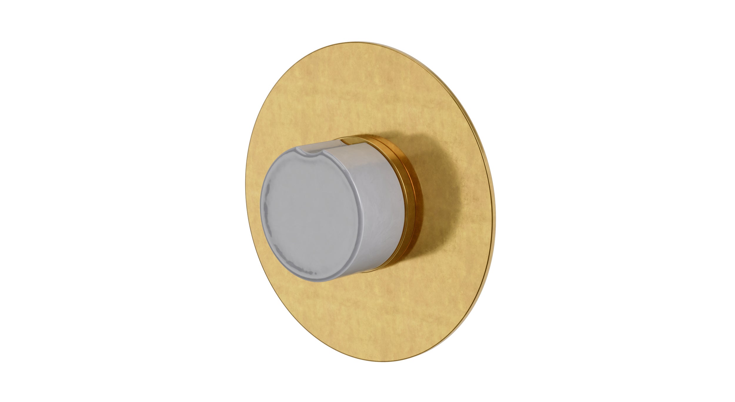 Foundry One Handle Wall Mount Shower Trim with Groove Ceramic Knob Handle in French Brass