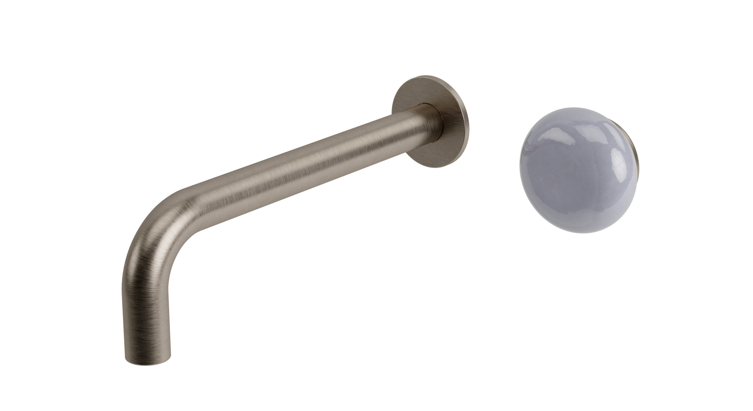 Foundry One Handle Wall Mount 7.5" Lavatory Faucet with Pebble Ceramic Knob Handle in Antique Nickel