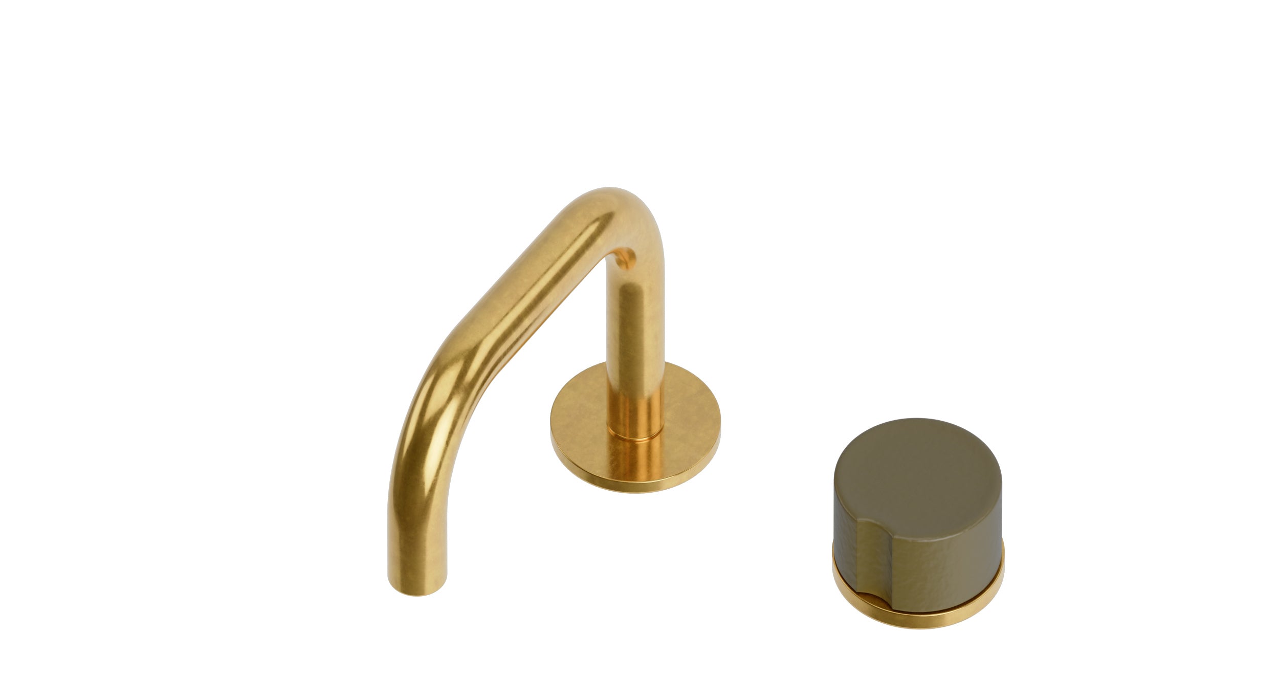 Foundry One Handle Deck Mount Squaretop Lavatory Faucet with Groove Ceramic Knob Handle in French Brass