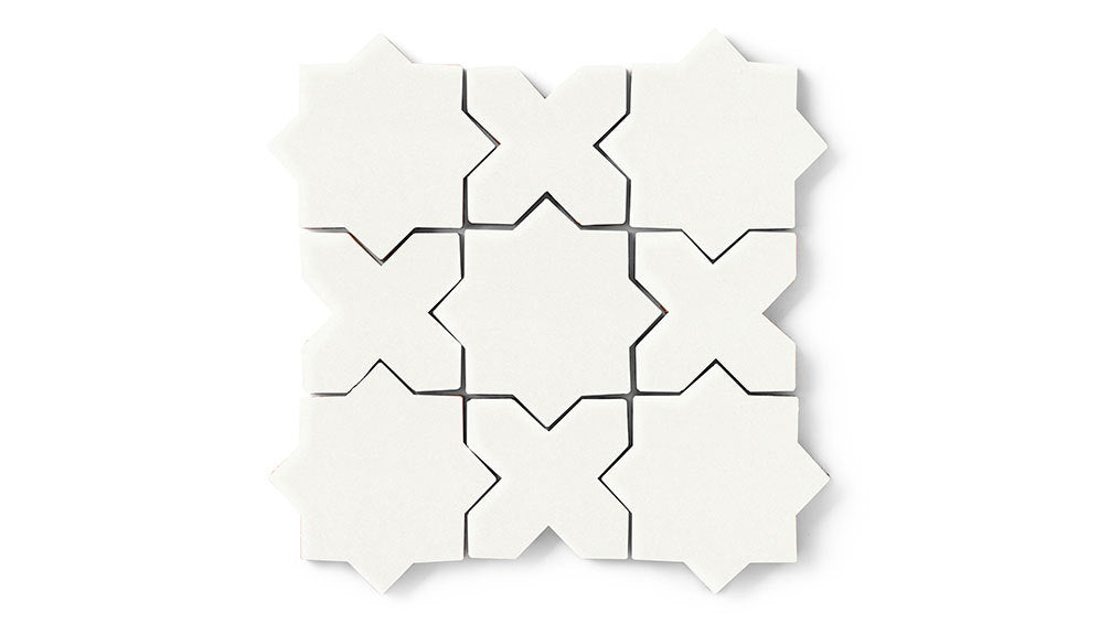 Mini Star & Cross Original Ceramic Tile in Calcite Matte