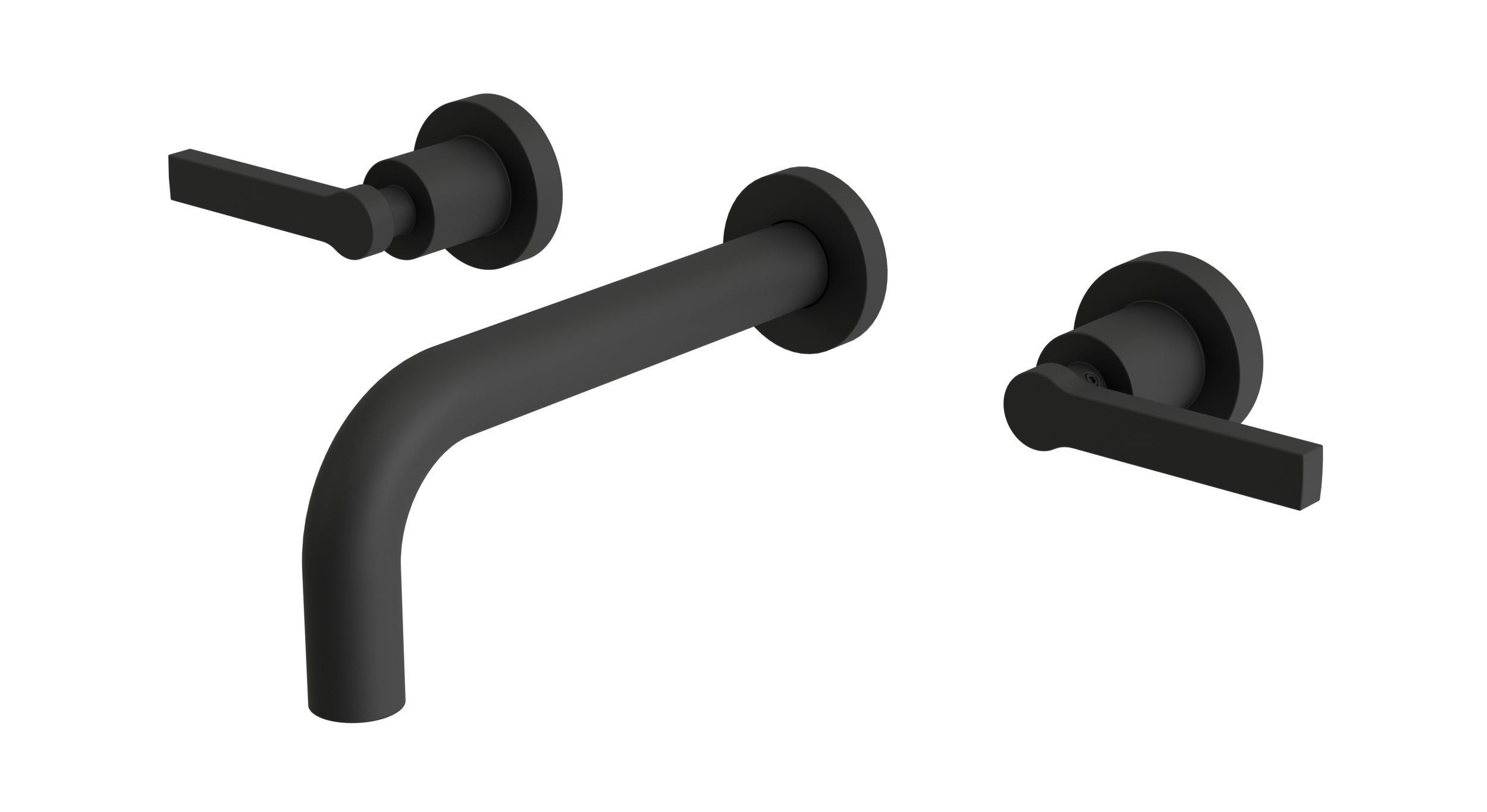 Flatiron Two Handle Wall Mount 7.5" Lavatory Faucet with Linear Lever Handles in Matte Black