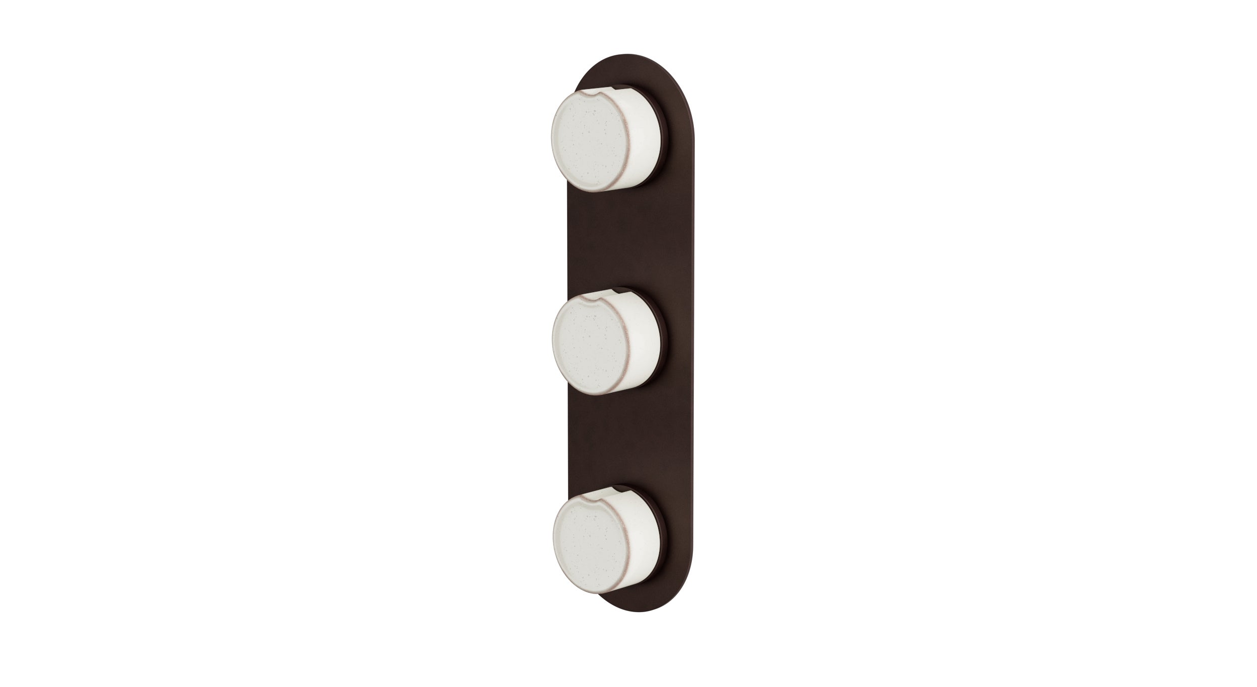 Foundry Three Handle Wall Mount Shower Trim with Groove Ceramic Knob Handles in Architectural Copper