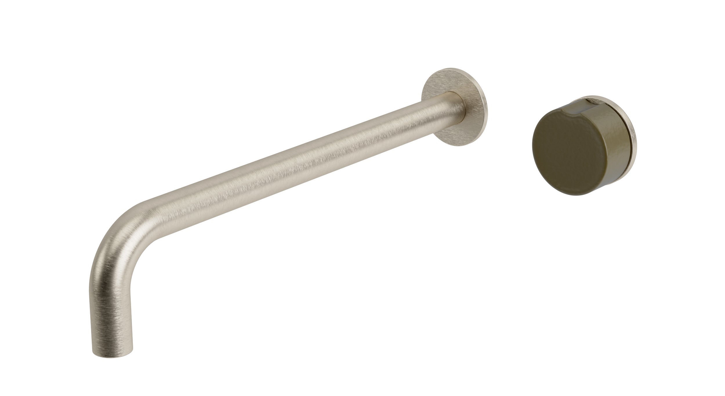 Foundry One Handle Wall Mount 12" Lavatory Faucet with Groove Ceramic Knob Handle in Satin Nickel
