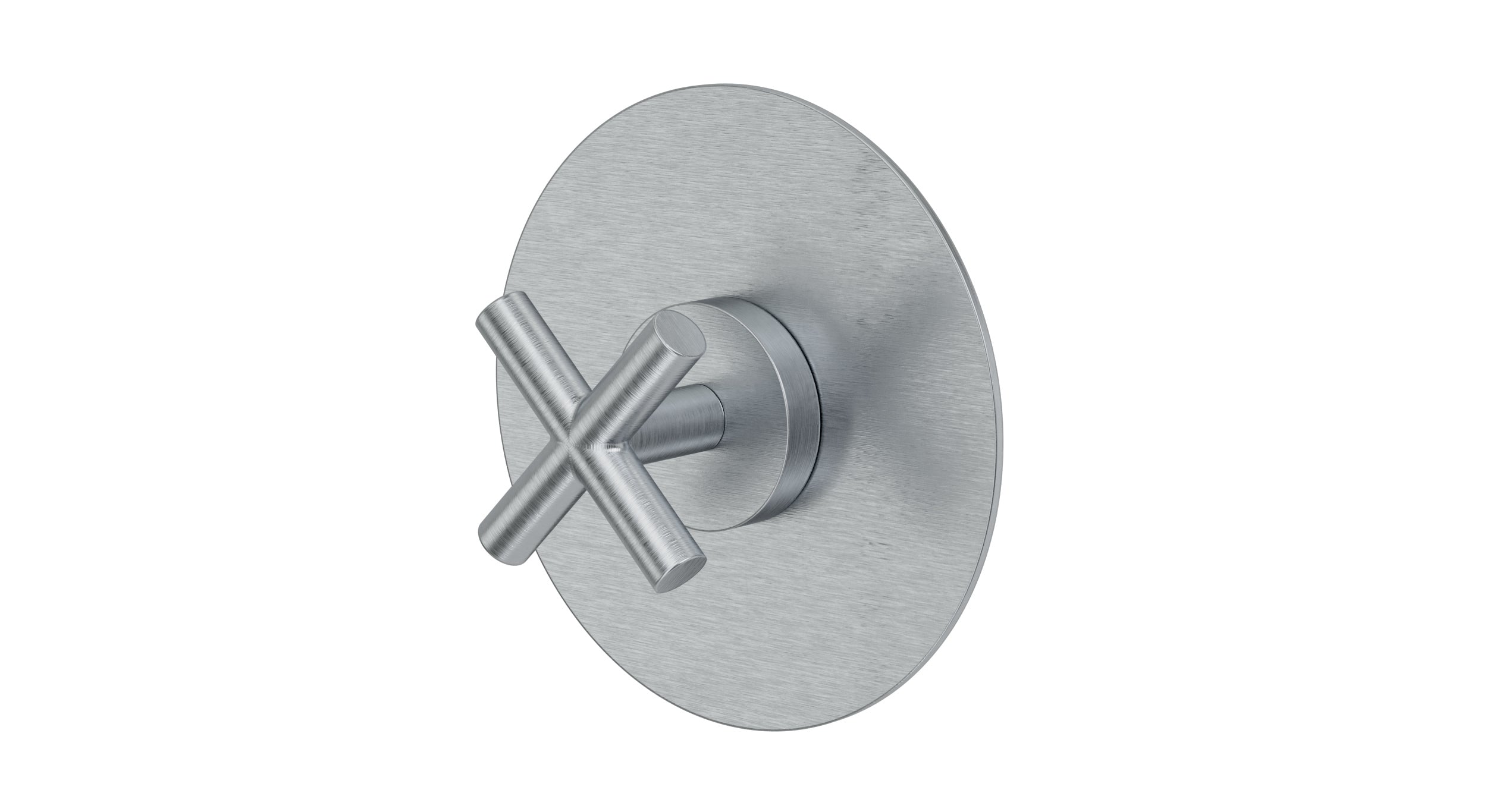 Contour One Handle Wall Mount Shower Trim with Soft Cross Handle in Satin Chrome