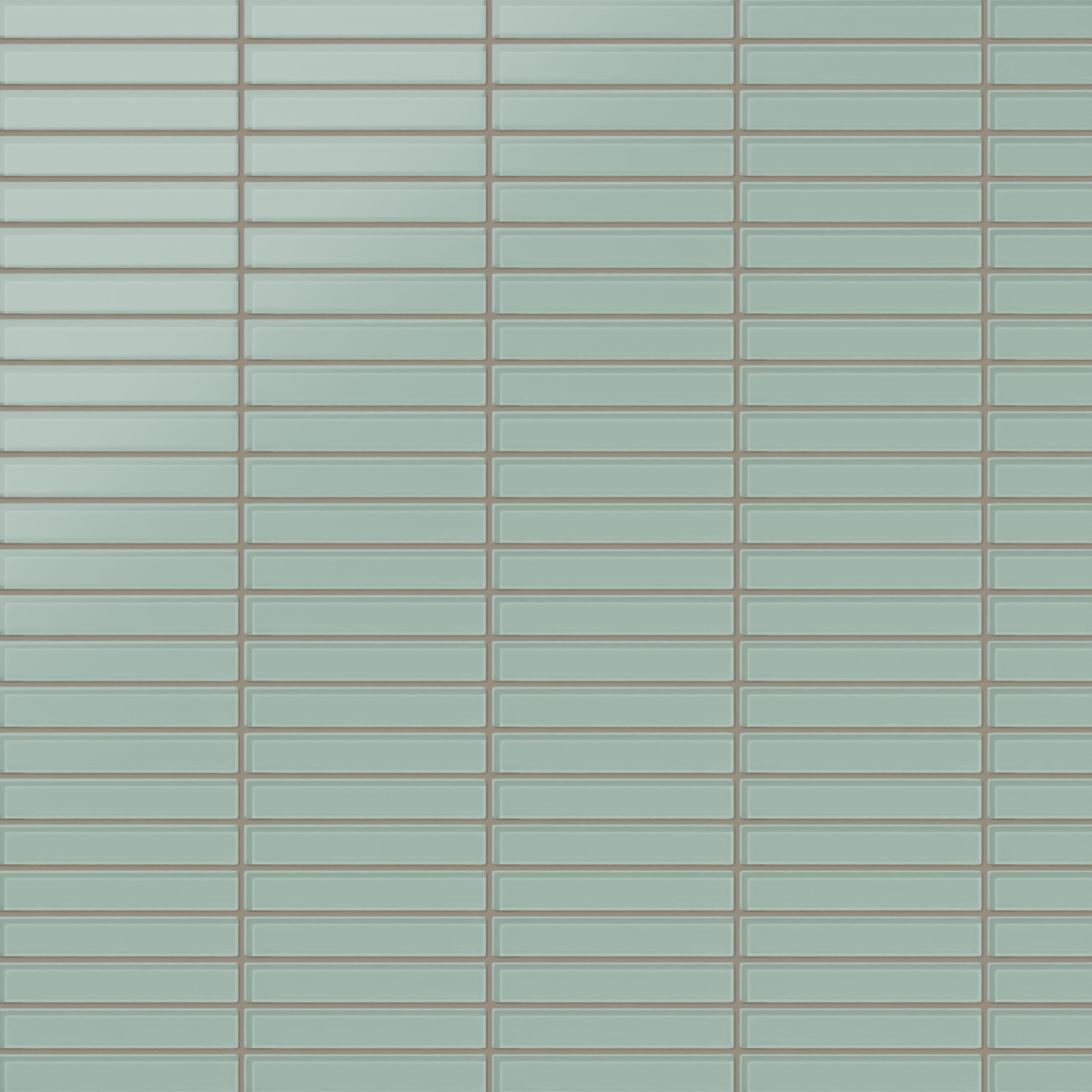 1x6 Straight Set Sheeted Glass Mosaic Tile in Kingfisher Matte
