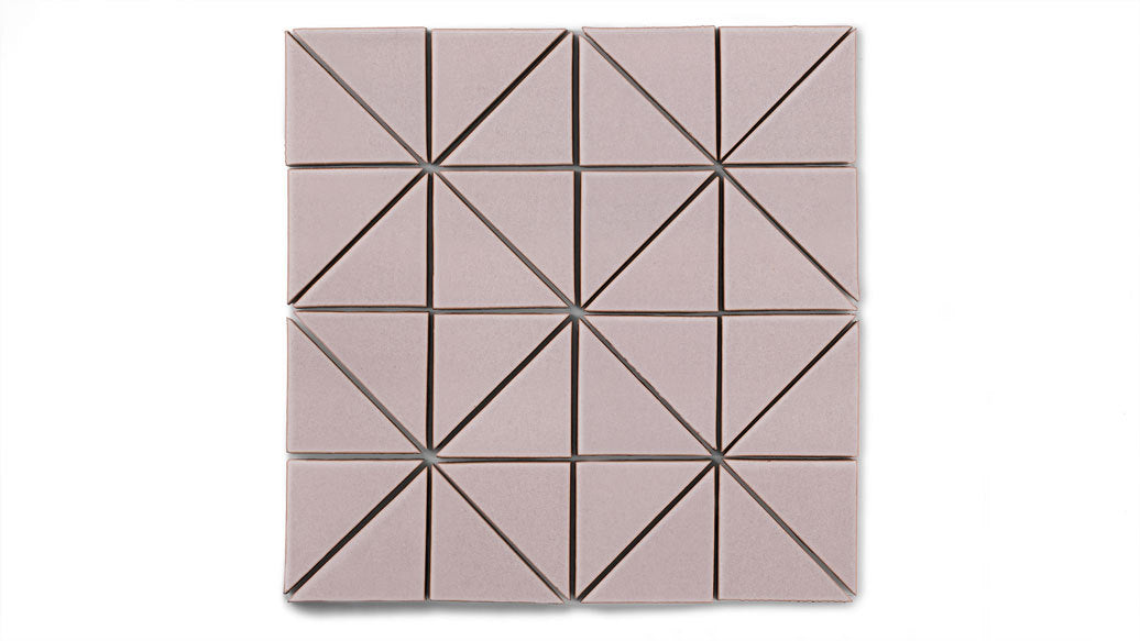 3" Triangle Sheeted - Quadrant Original Ceramic Mosaic Tile in Painted Sky Gloss