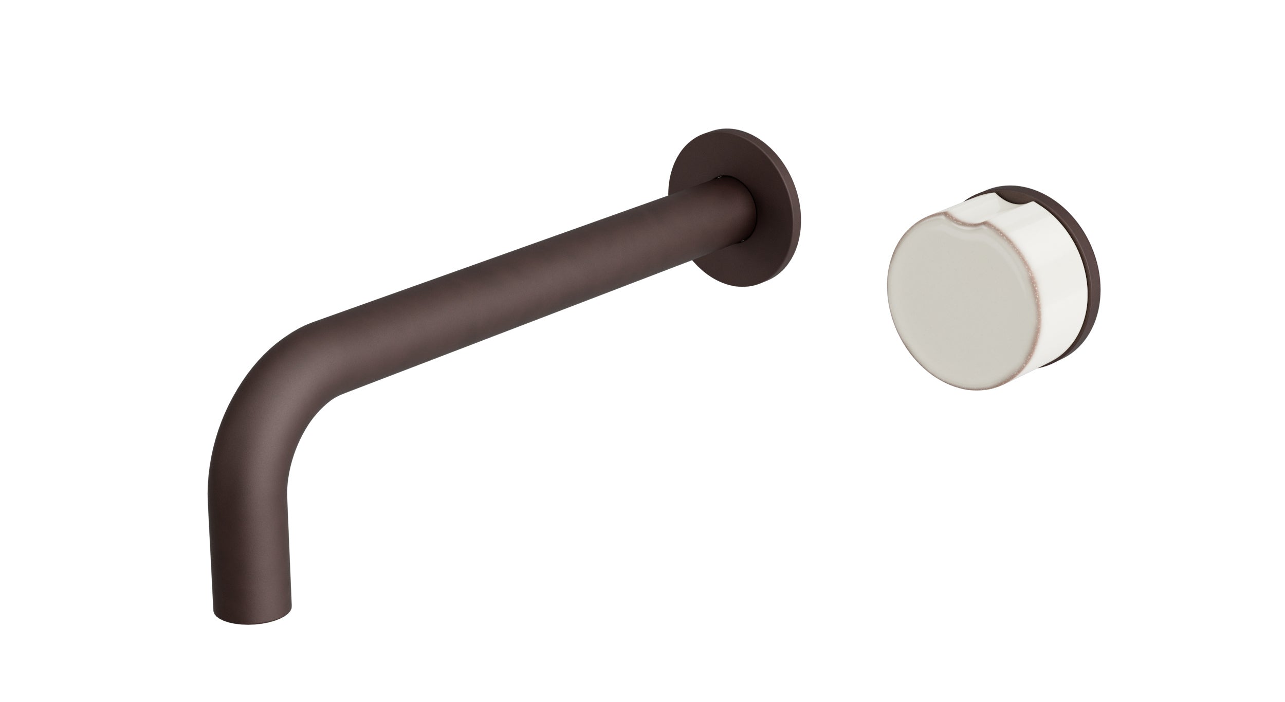 Foundry One Handle Wall Mount 7.5" Lavatory Faucet with Groove Ceramic Knob Handle in Architectural Copper