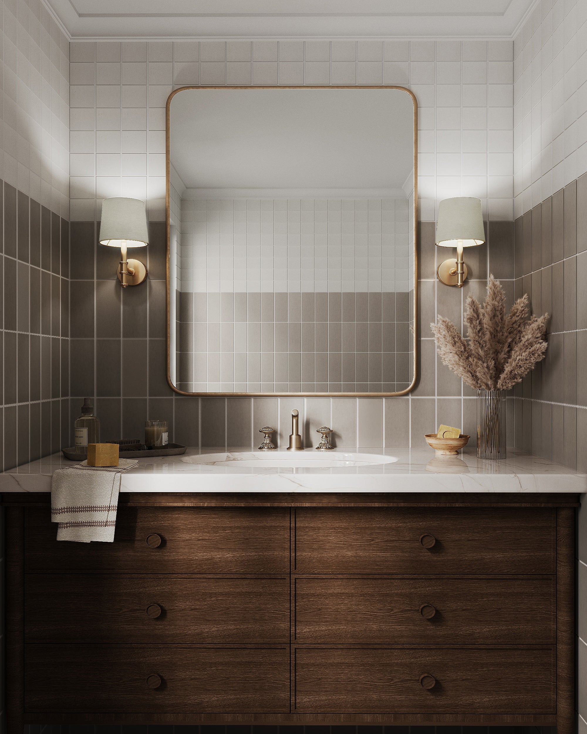 3x3 Straight Set Sheeted Natural Press Ceramic Mosaic Tile in Cloud Cover Gloss
