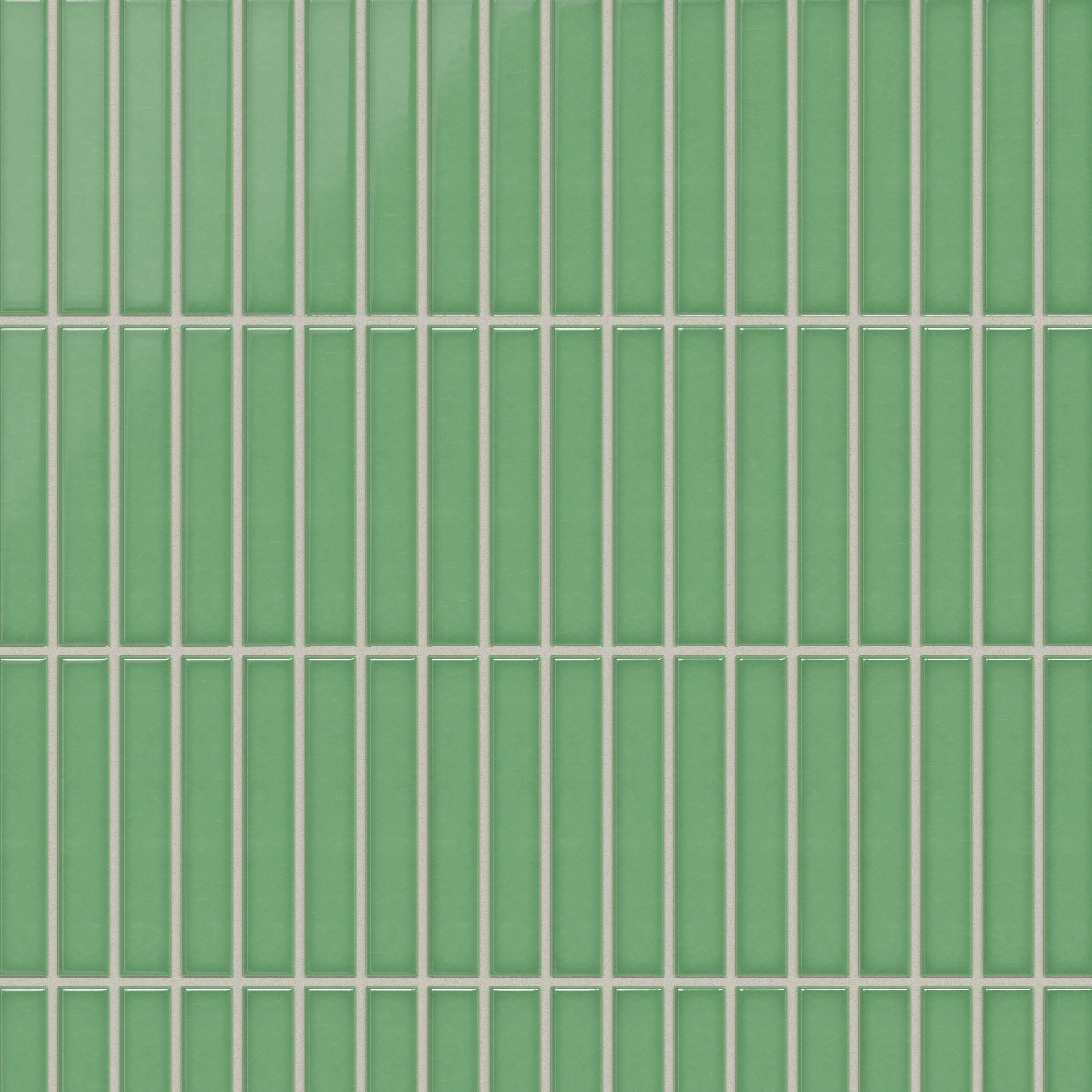 1x6 Straight Set Sheeted Original Ceramic Mosaic Tile in Sea Green Gloss