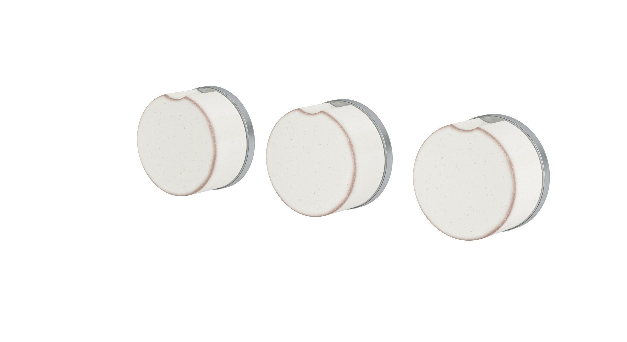 Foundry Three Handle Wall Mount Bath Trim with Diverter/Volume Control and Groove Ceramic Knob Handles in Satin Chrome