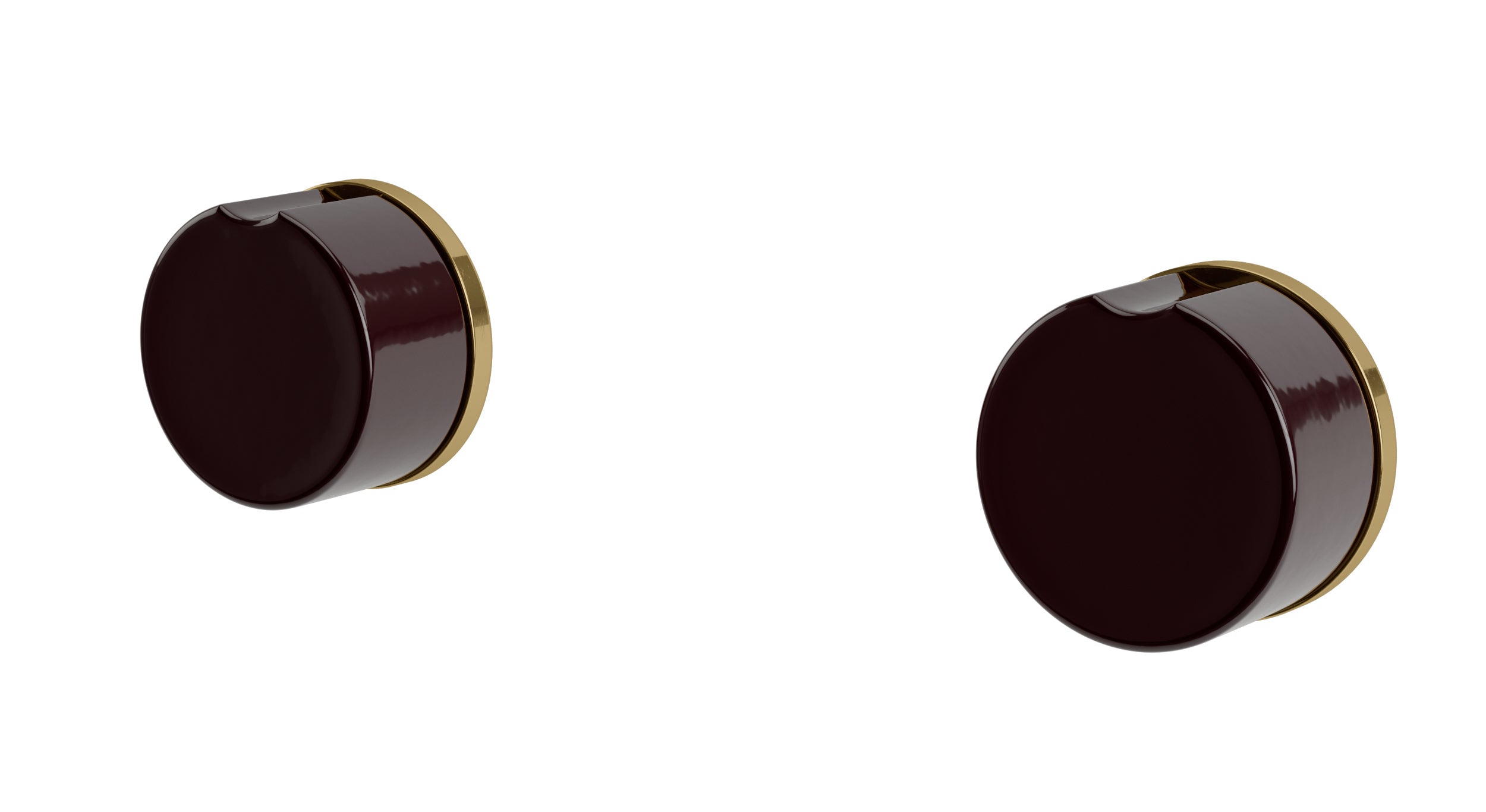 Foundry Two Handle Wall Mount Bath Trim with Groove Ceramic Knob Handles in Uncoated Polished Brass