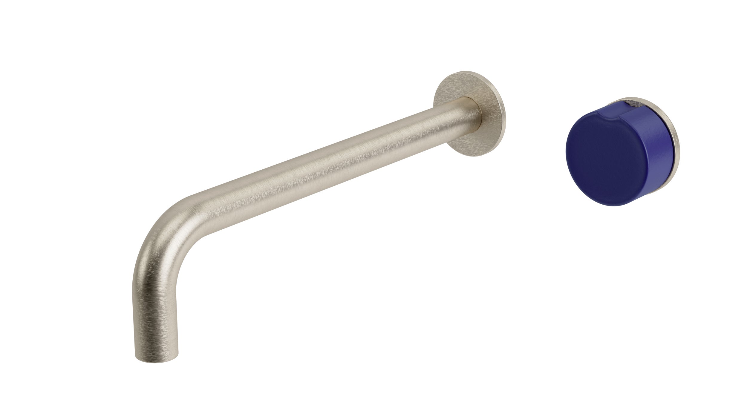 Foundry One Handle Wall Mount 10" Lavatory Faucet with Groove Ceramic Knob Handle in Satin Nickel