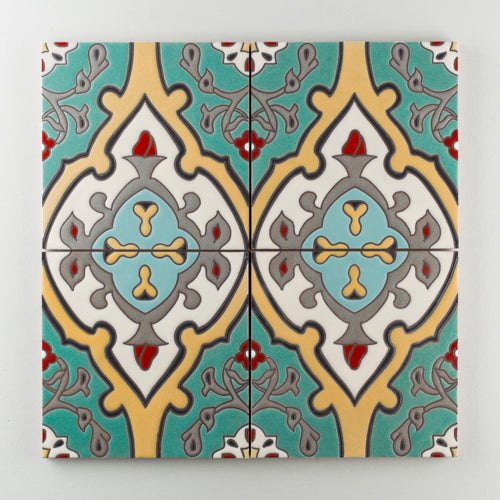 8x8 Handpainted Tile Zuma in Warm Motif