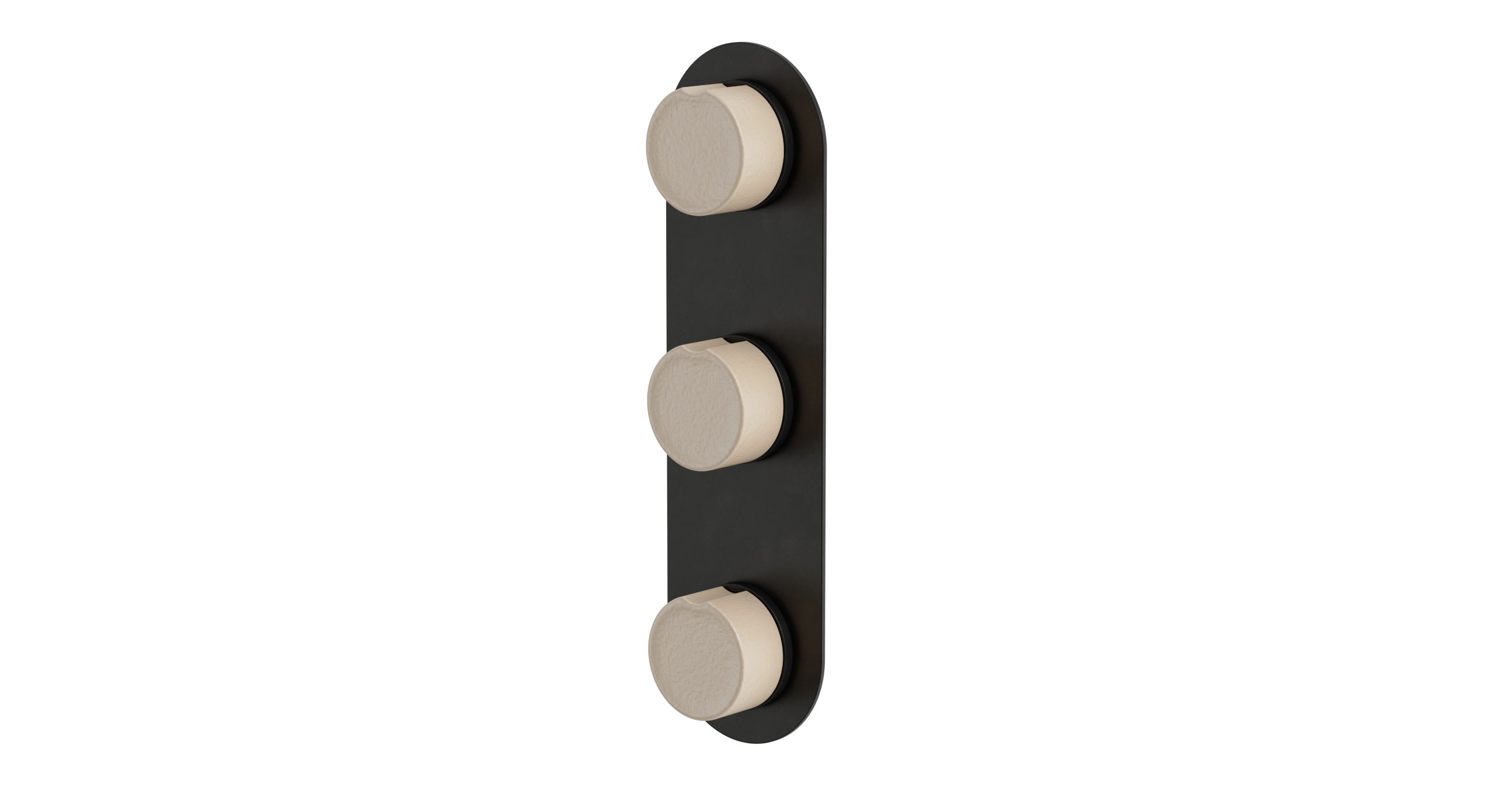 Foundry Three Handle Wall Mount Shower Trim with Groove Ceramic Knob Handles in Oil Rubbed Bronze