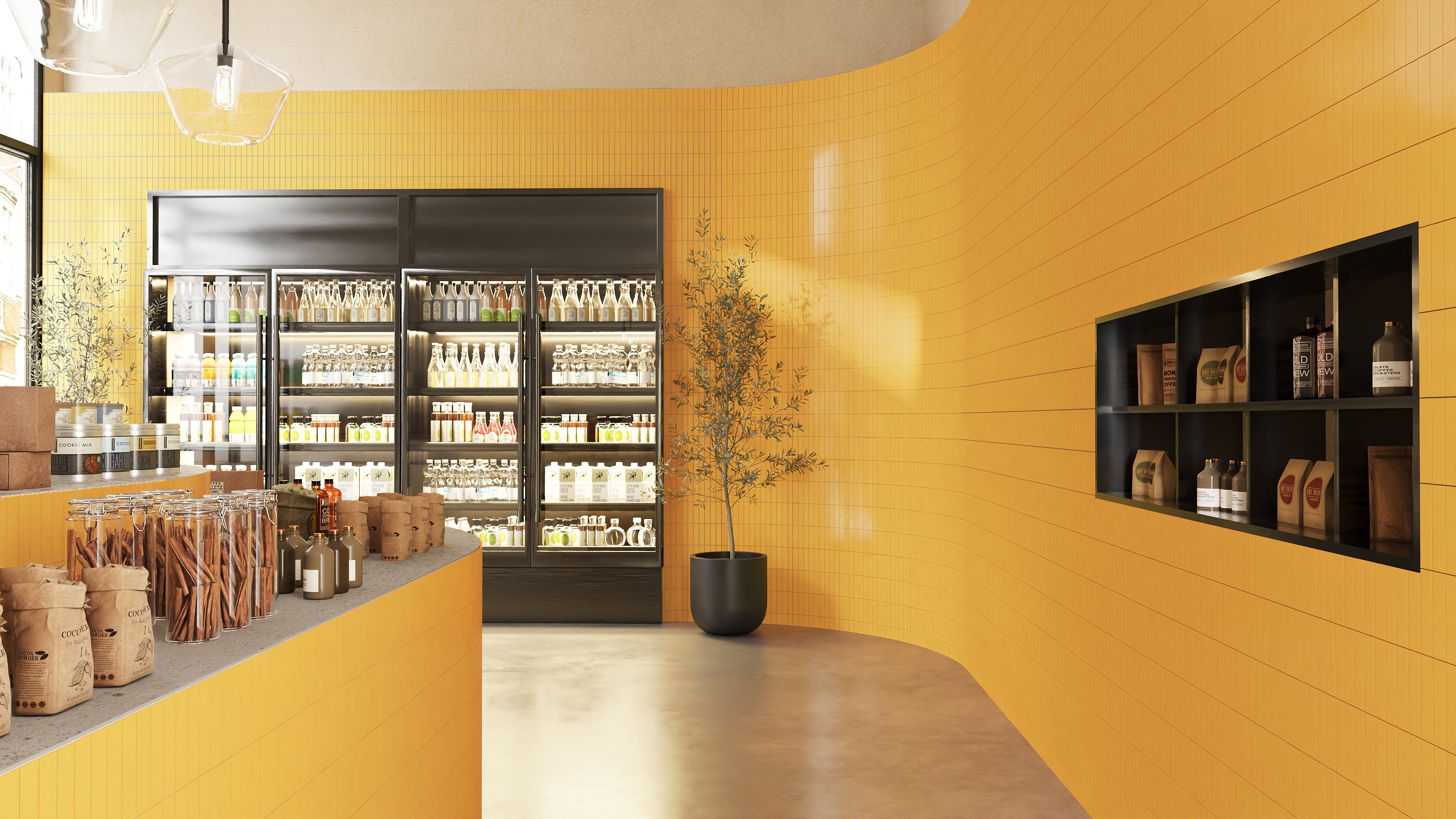 2x8 Natural Press Ceramic Tile in Yellow Ochre Matte