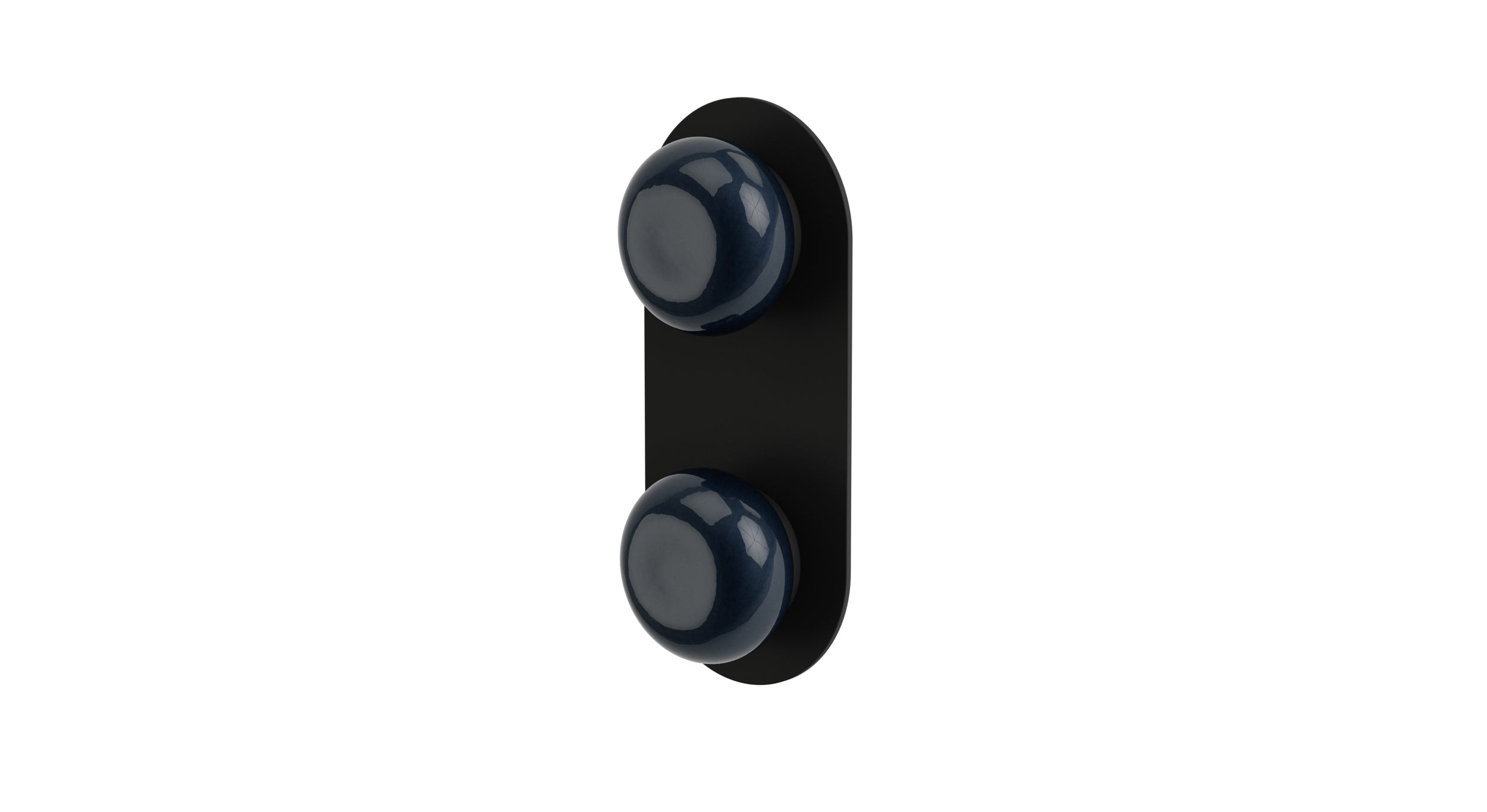 Foundry Two Handle Wall Mount Shower Trim with Pebble Ceramic Knob Handles in Matte Black