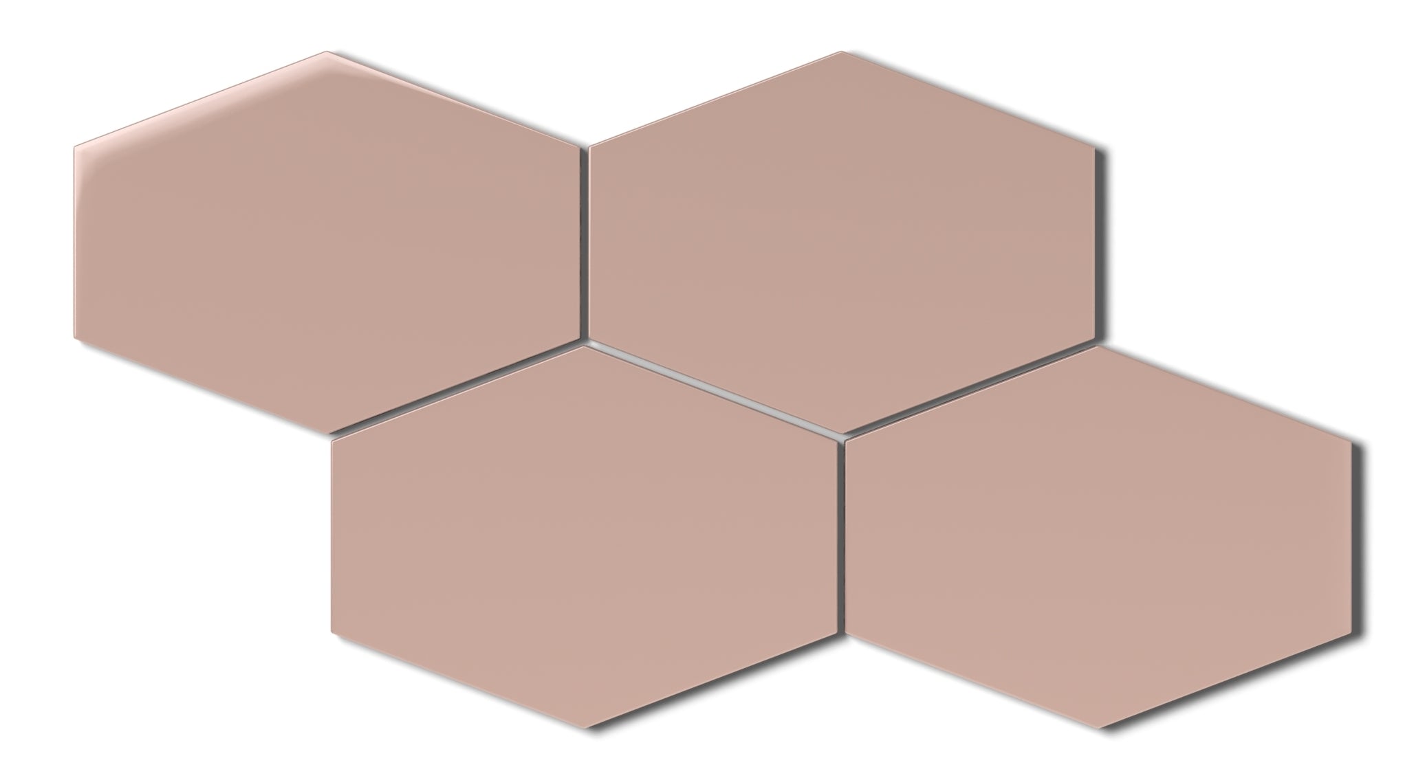 Elongated Hexagon Natural Press Ceramic Tile in Red Jasper Gloss