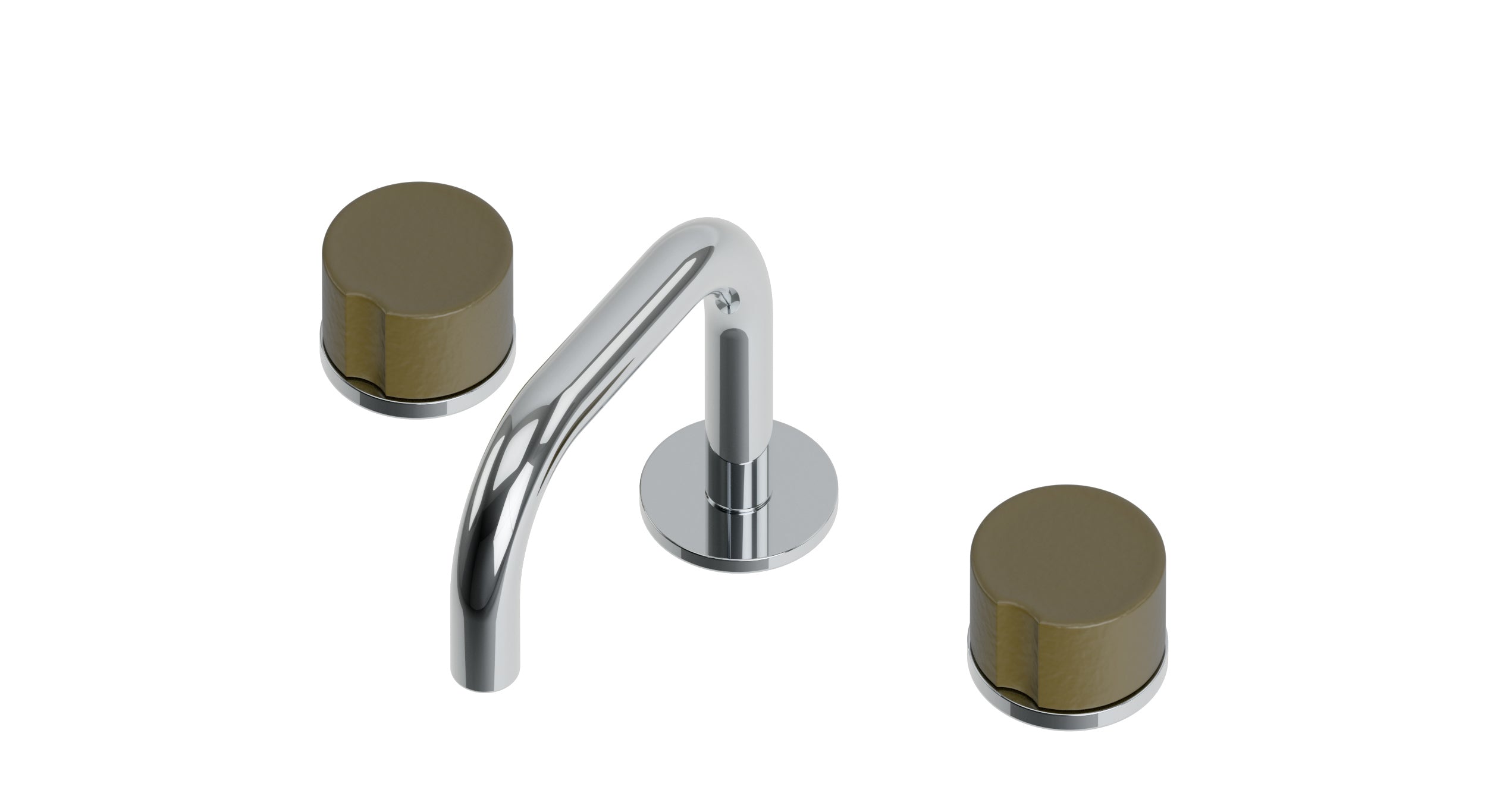 Foundry Two Handle Deck Mount Squaretop Lavatory Faucet with Groove Ceramic Knob Handles in Polished Chrome