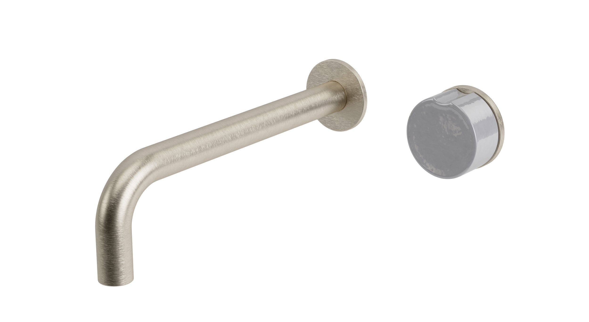 Foundry One Handle Wall Mount 7.5" Lavatory Faucet with Groove Ceramic Knob Handle in Satin Nickel