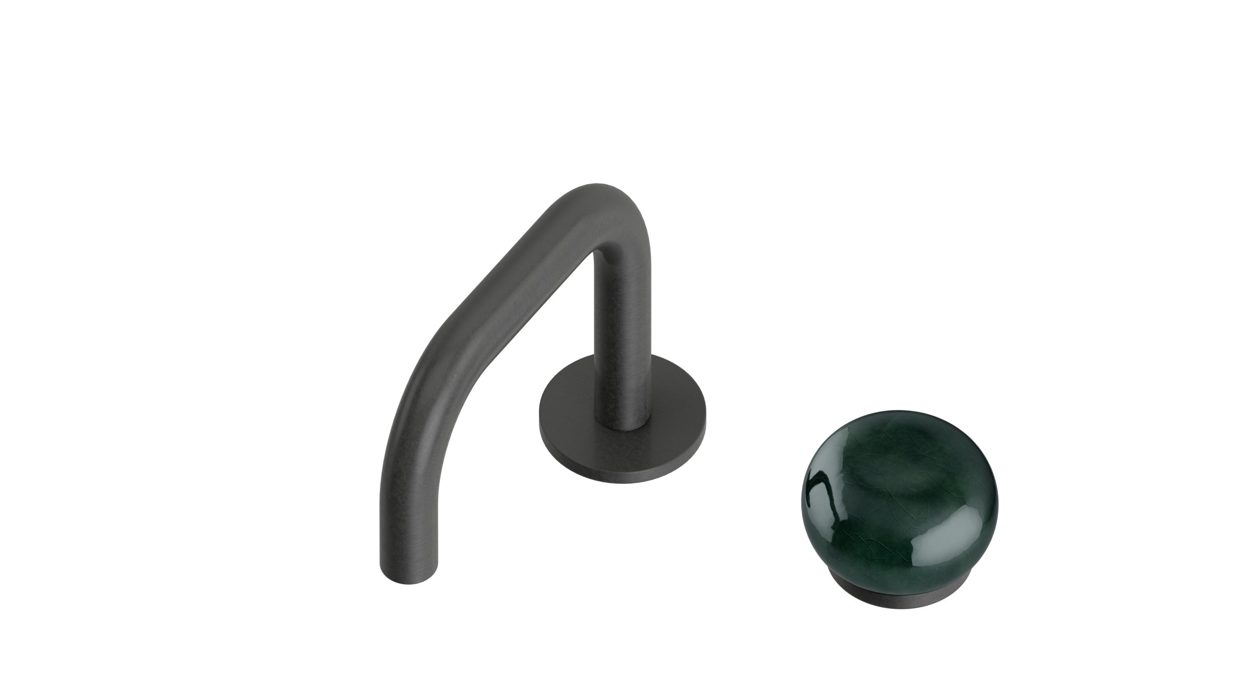 Foundry One Handle Deck Mount Squaretop Lavatory Faucet with Pebble Ceramic Knob Handle in Blackened Nickel