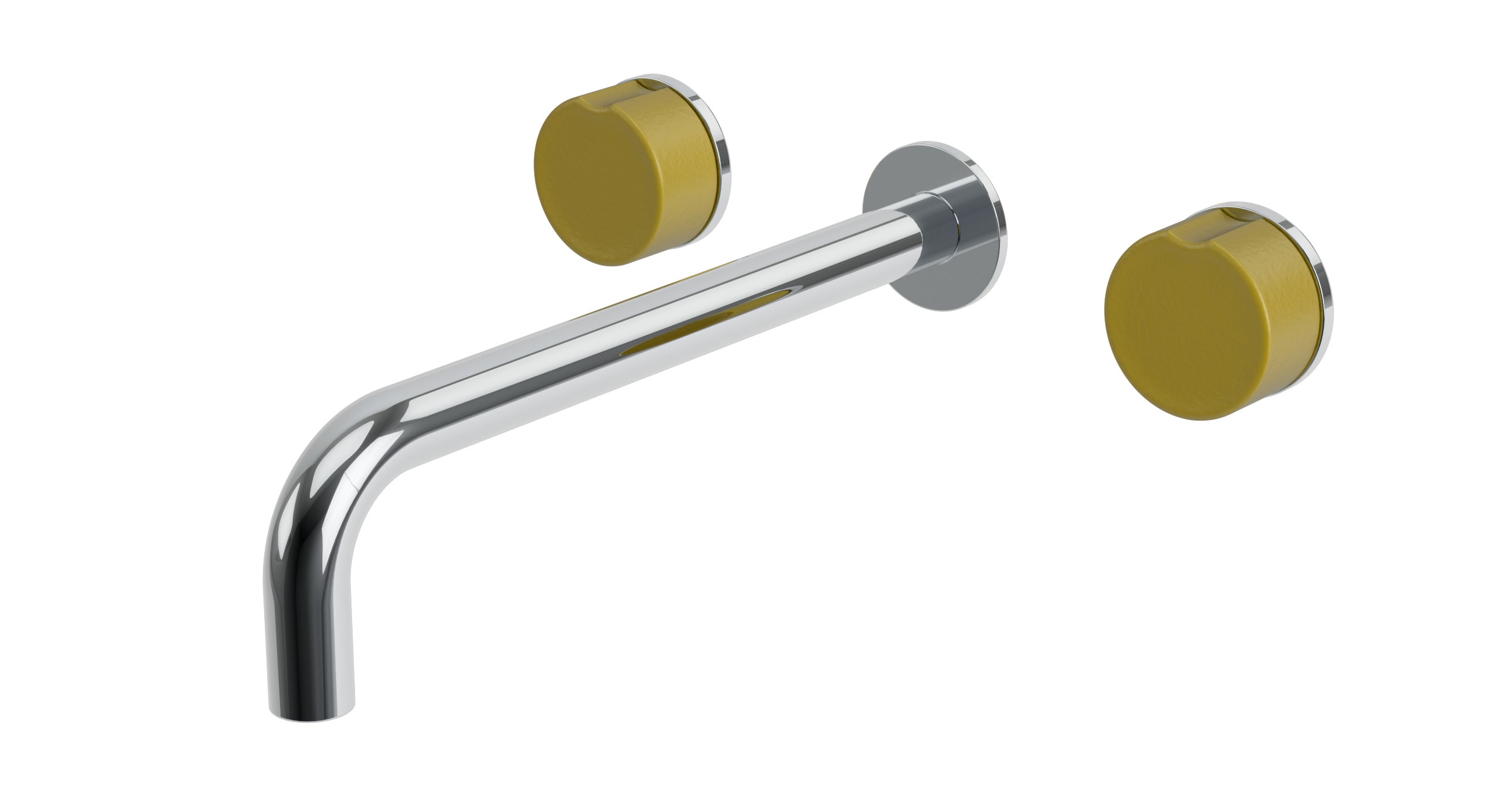 Foundry Two Handle Wall Mount 10" Lavatory Faucet with Groove Ceramic Knob Handles in Polished Chrome
