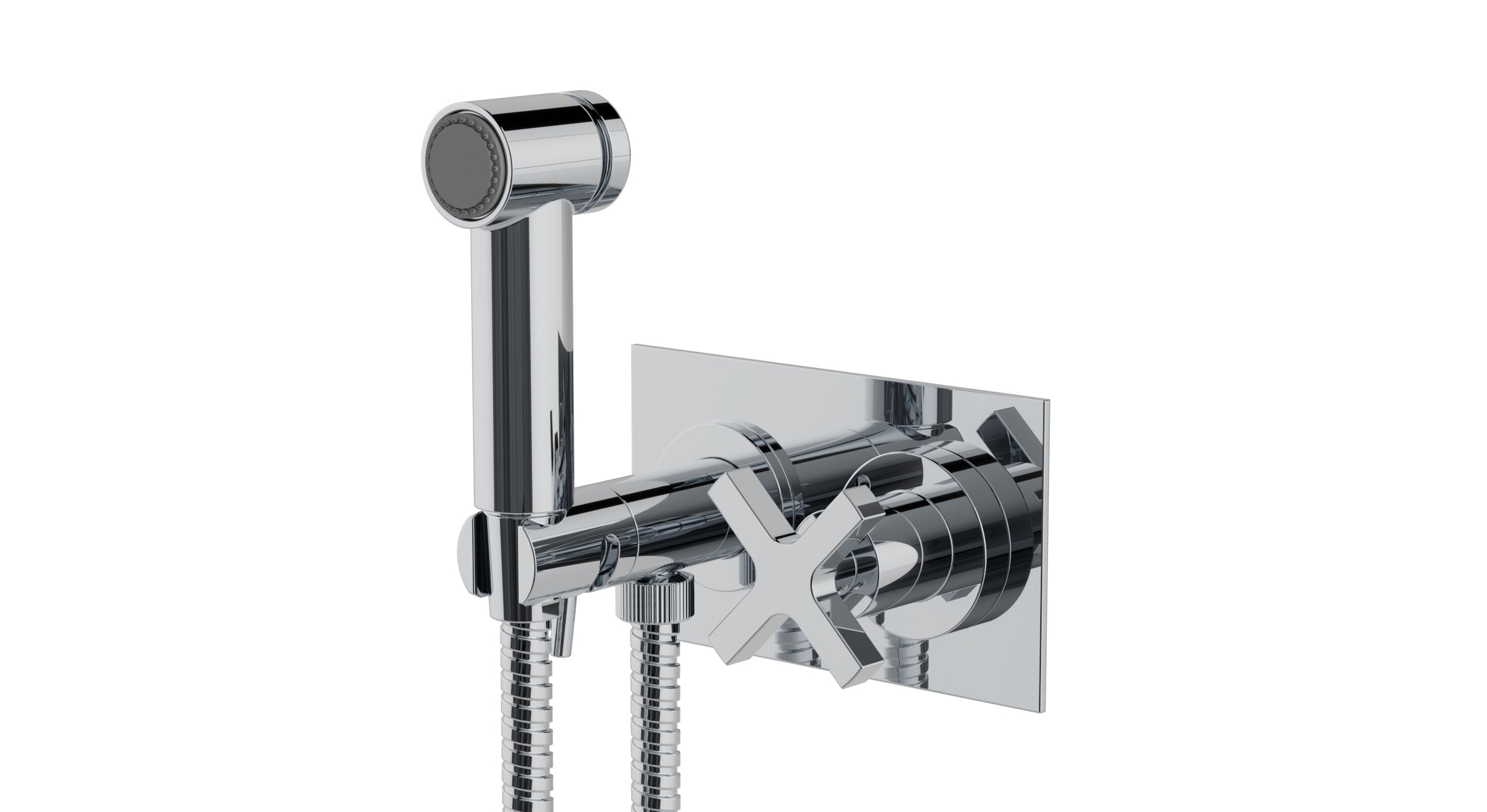 Flatiron One Handle Wall Mount Bidet Trim with Linear Cross Handle
