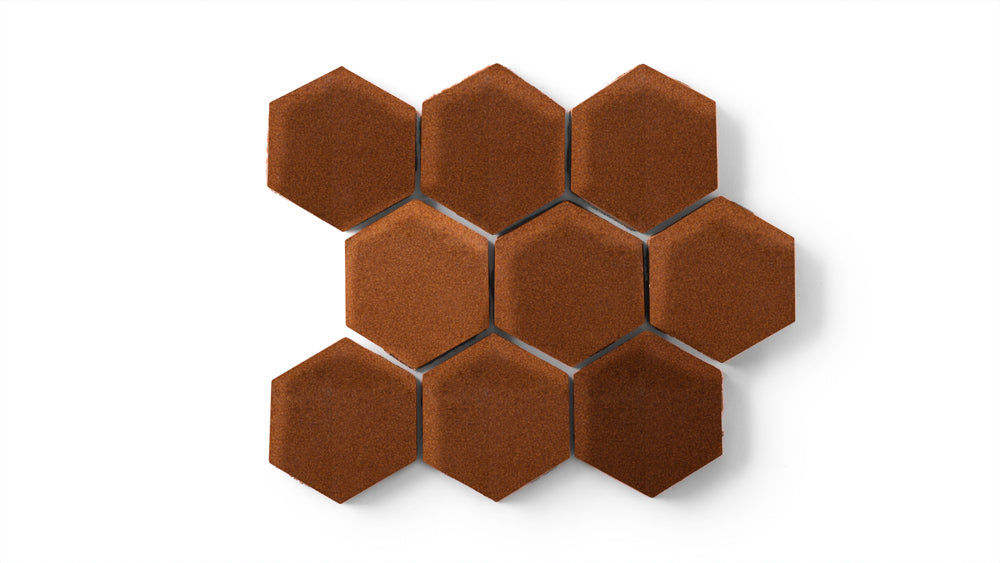 3" Hexagon Sheeted Original Ceramic Mosaic Tile in Antique
