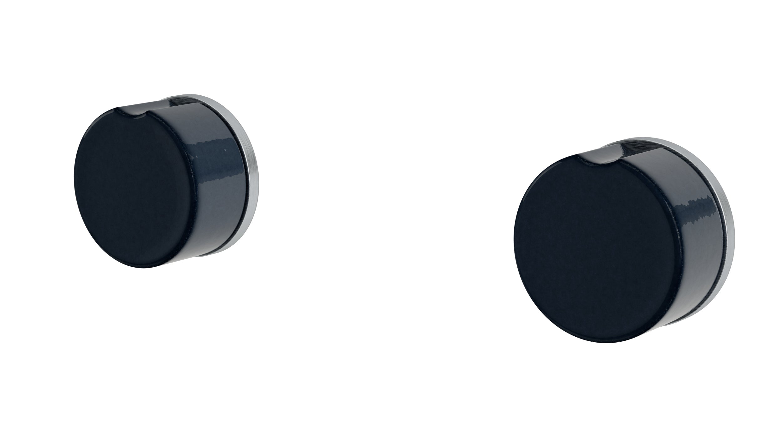 Foundry Two Handle Wall Mount Bath Trim with Groove Ceramic Knob Handles in Satin Chrome