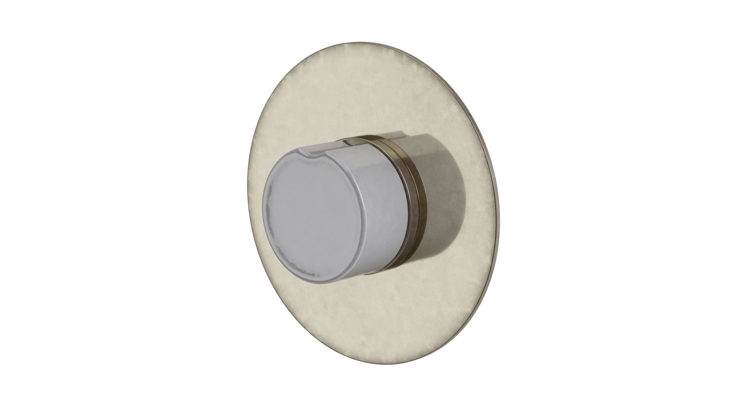Foundry One Handle Wall Mount Shower Trim with Groove Ceramic Knob Handle in French Nickel
