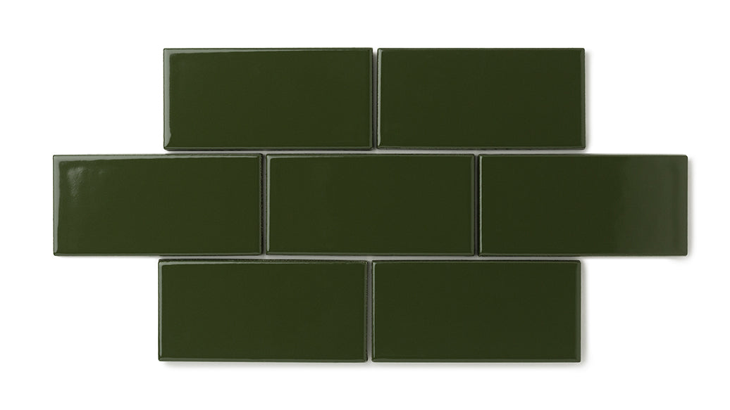 Elongated Hexagon Natural Press Ceramic Tile in Green Apatite Gloss