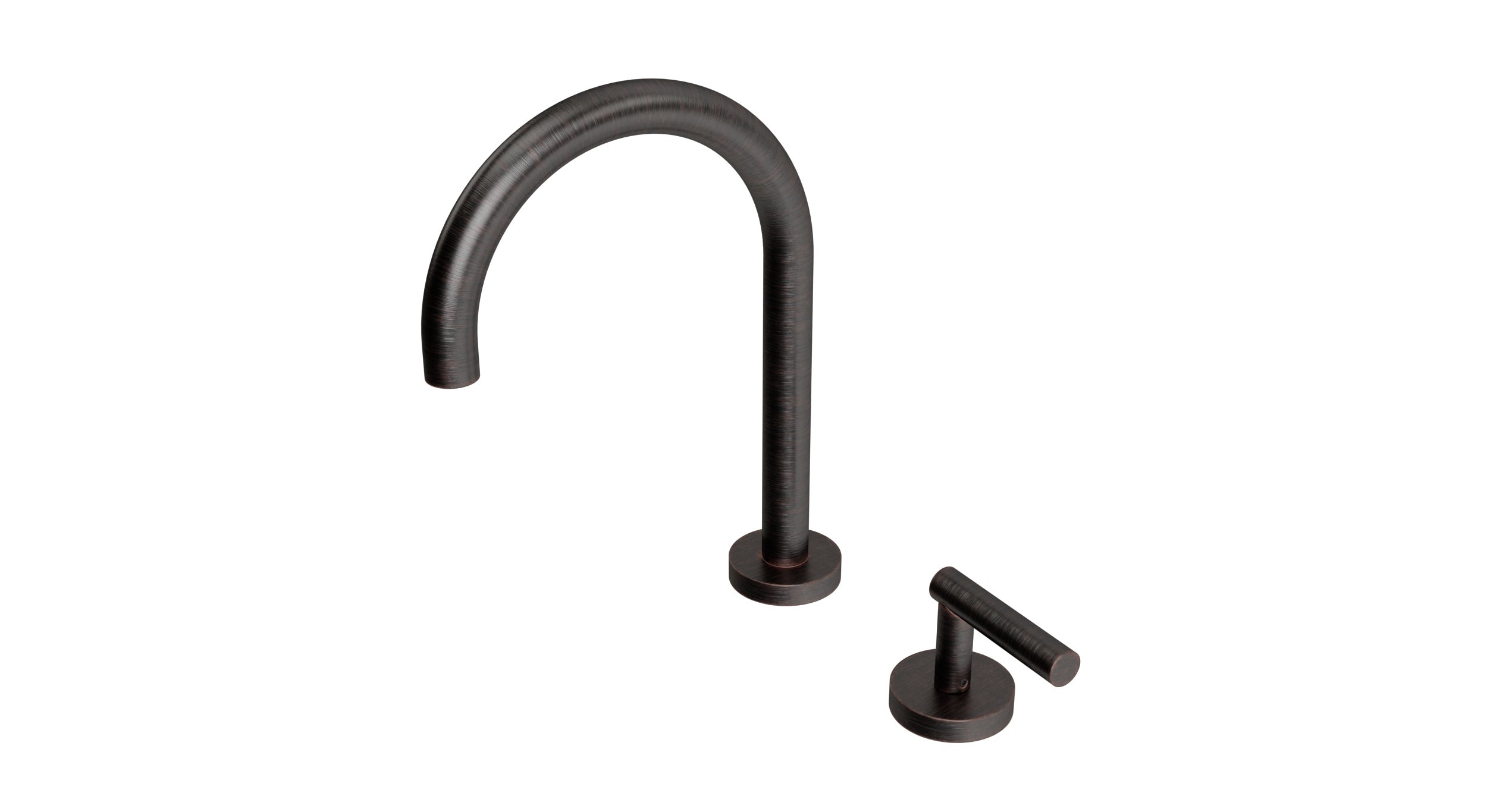 Contour One Handle Deck Mount Gooseneck Lavatory Faucet with Soft Lever Handle in Antique Bronze