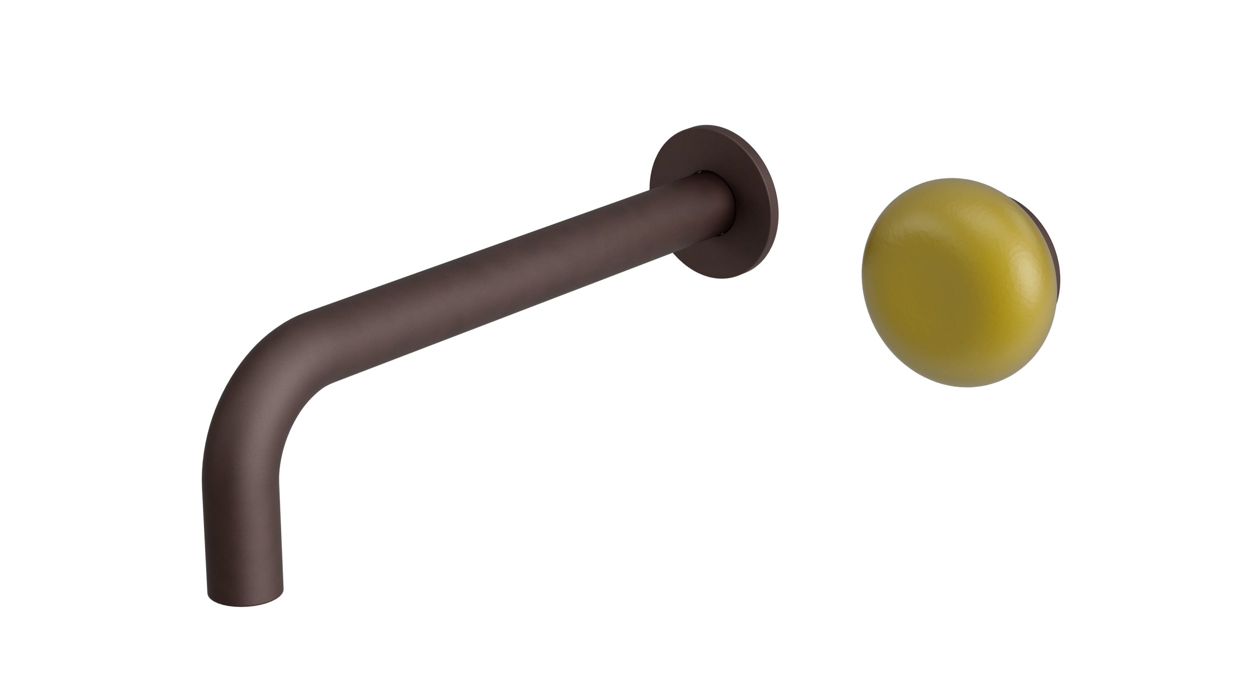 Foundry One Handle Wall Mount 7.5" Lavatory Faucet with Pebble Ceramic Knob Handle in Architectural Copper