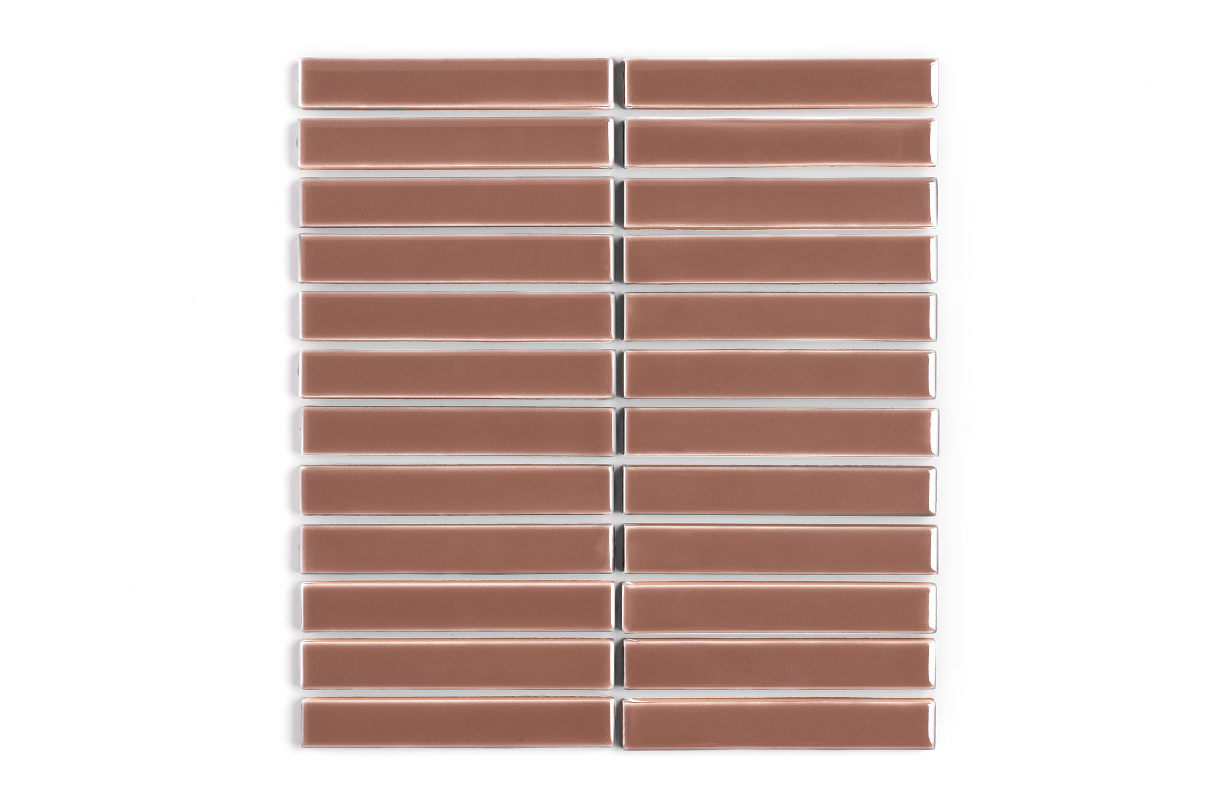 1x6 Straight Set Sheeted Original Ceramic Mosaic Tile in Mauve Gloss