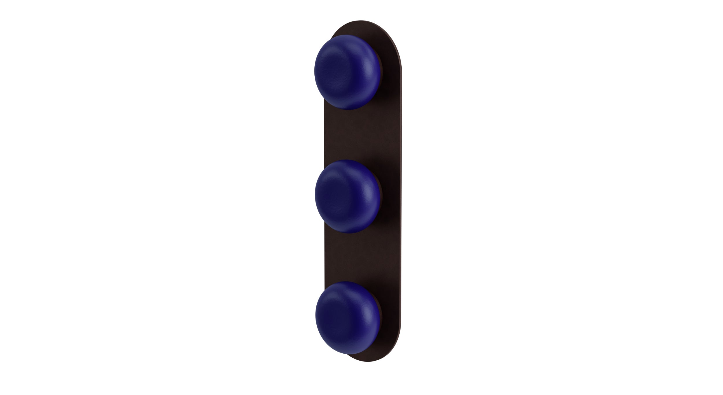 Foundry Three Handle Wall Mount Shower Trim with Pebble Ceramic Knob Handles in Architectural Copper