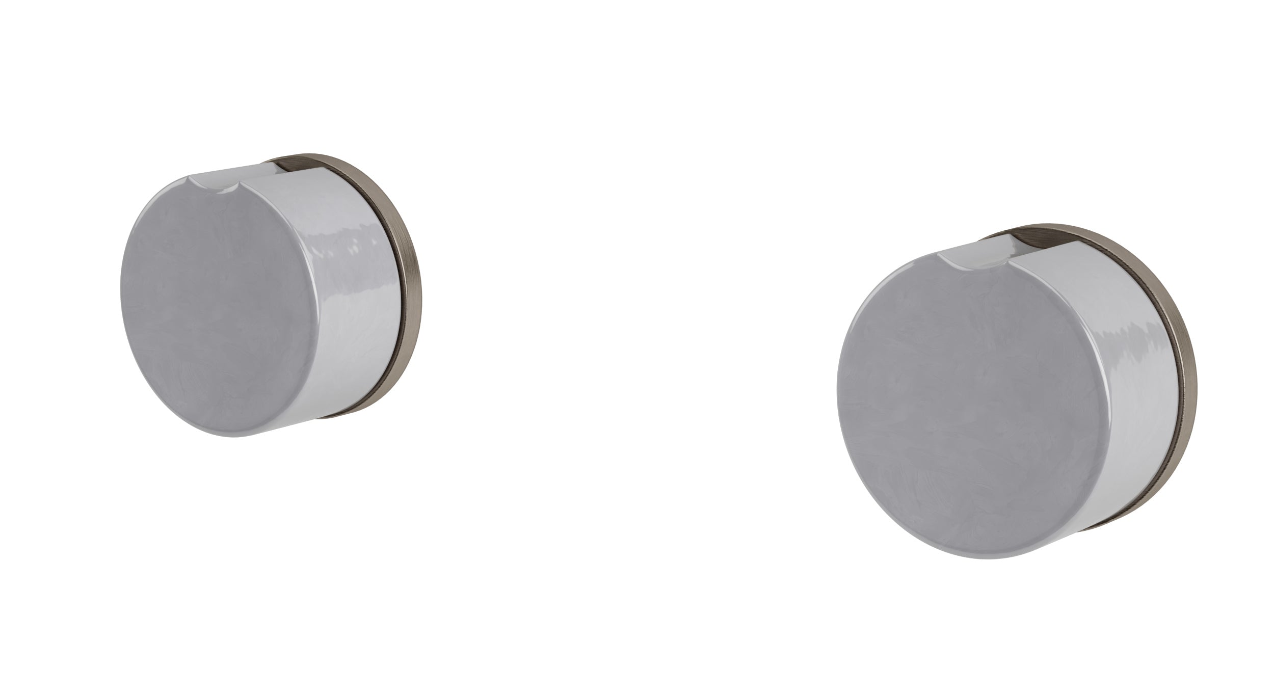 Foundry Two Handle Wall Mount Bath Trim with Groove Ceramic Knob Handles in Antique Nickel