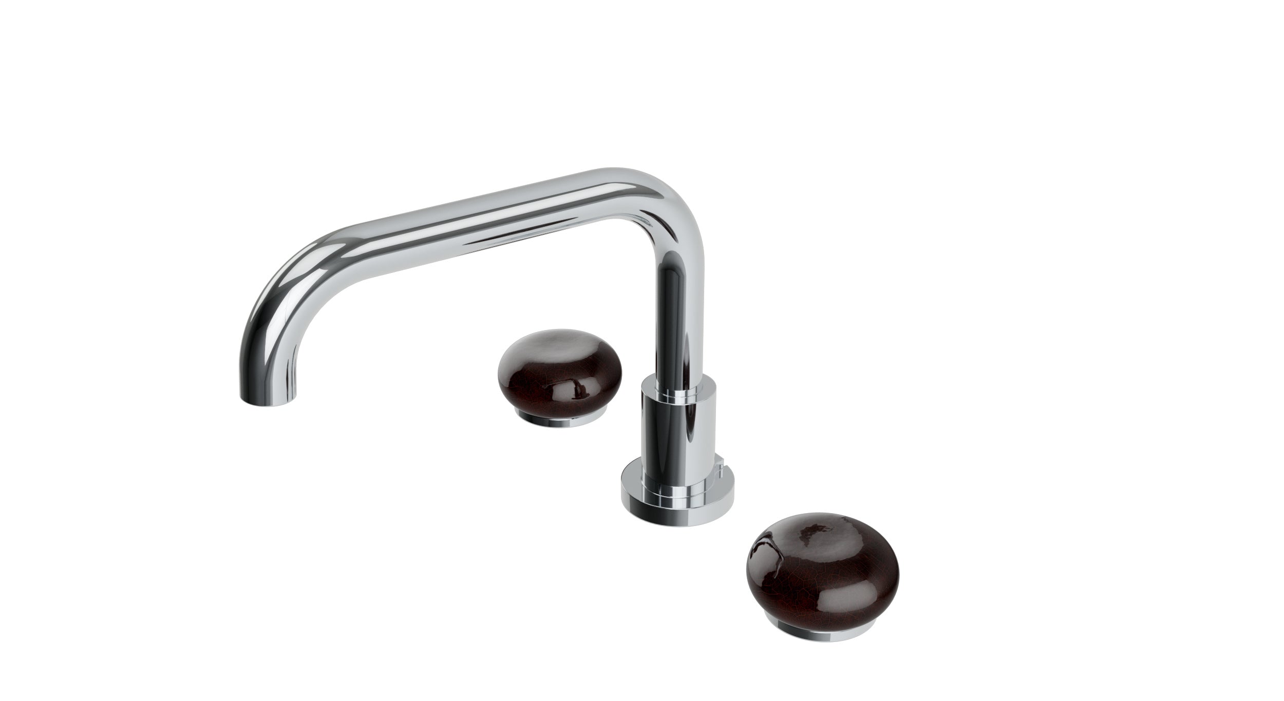 Foundry Two Handle Deck Mount Squaretop Bath Trim with Pebble Ceramic Knob Handles in Polished Chrome