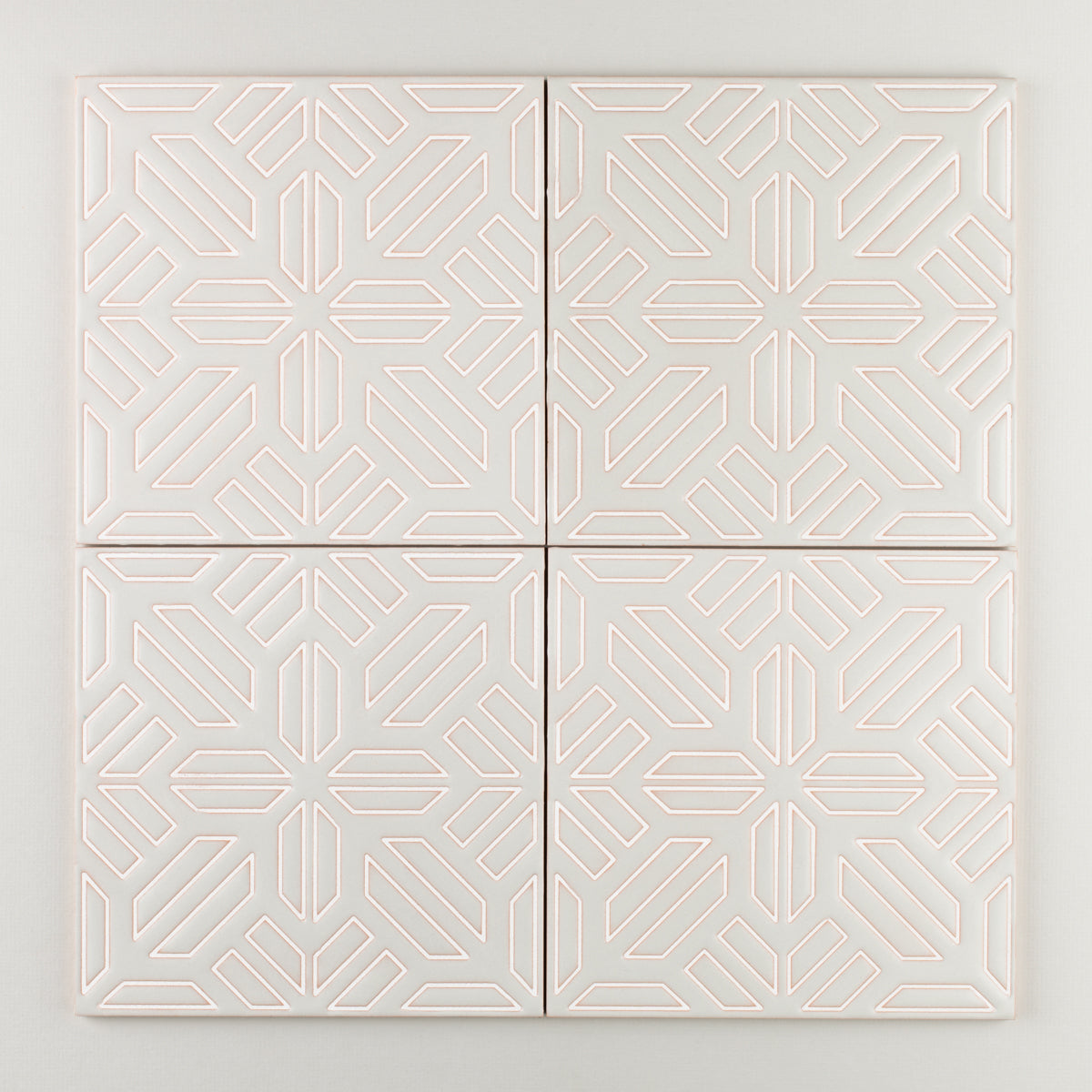 8x8 Handpainted Tile Snow Flower in Neutral Motif