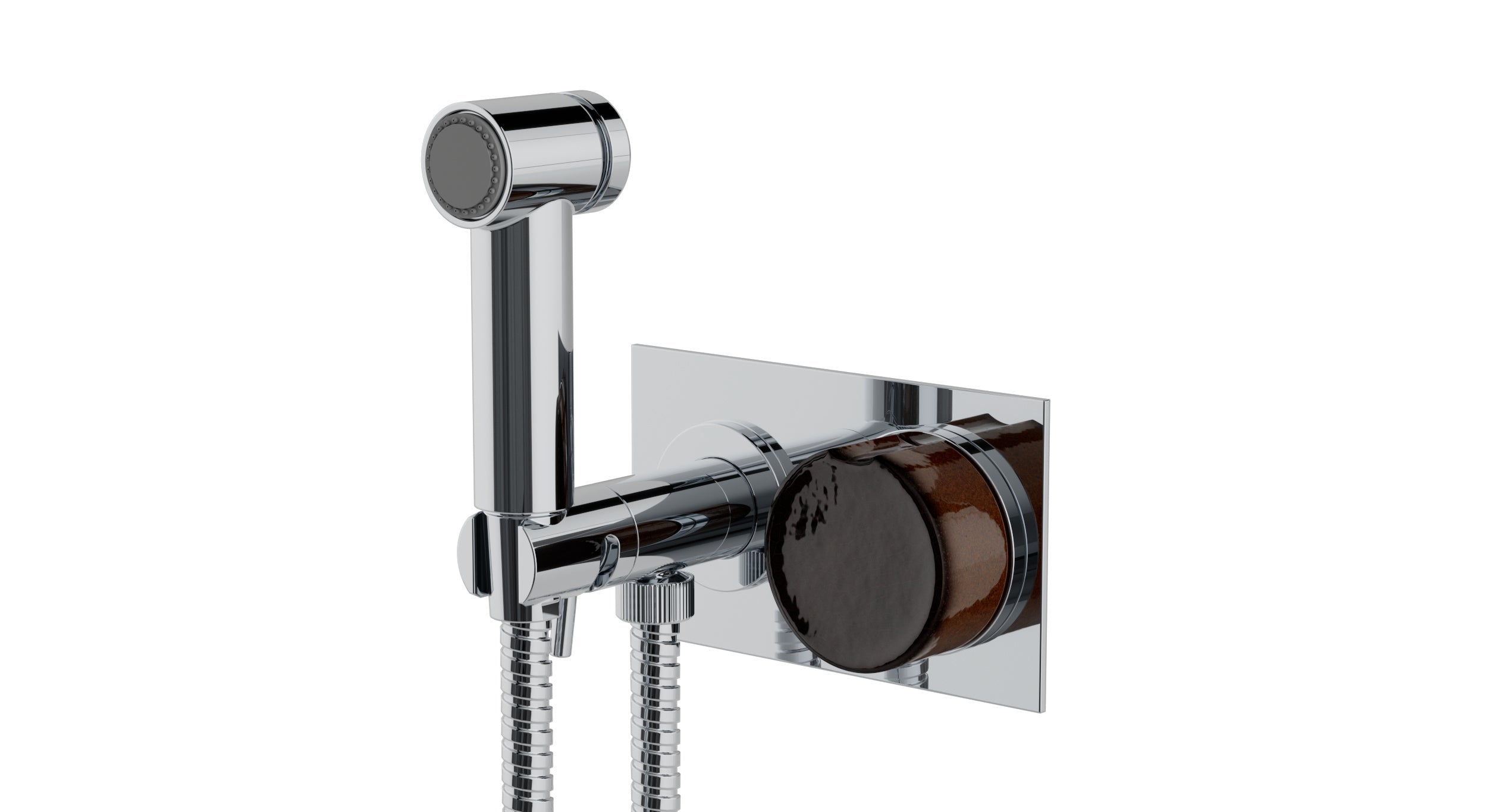 Foundry One Handle Wall Mount Bidet Trim with Groove Ceramic Knob Handle in Polished Chrome