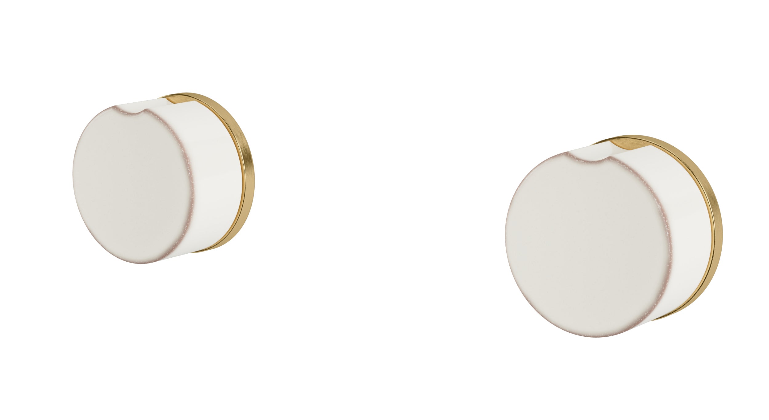 Foundry Two Handle Wall Mount Bath Trim with Groove Ceramic Knob Handles in Satin Brass