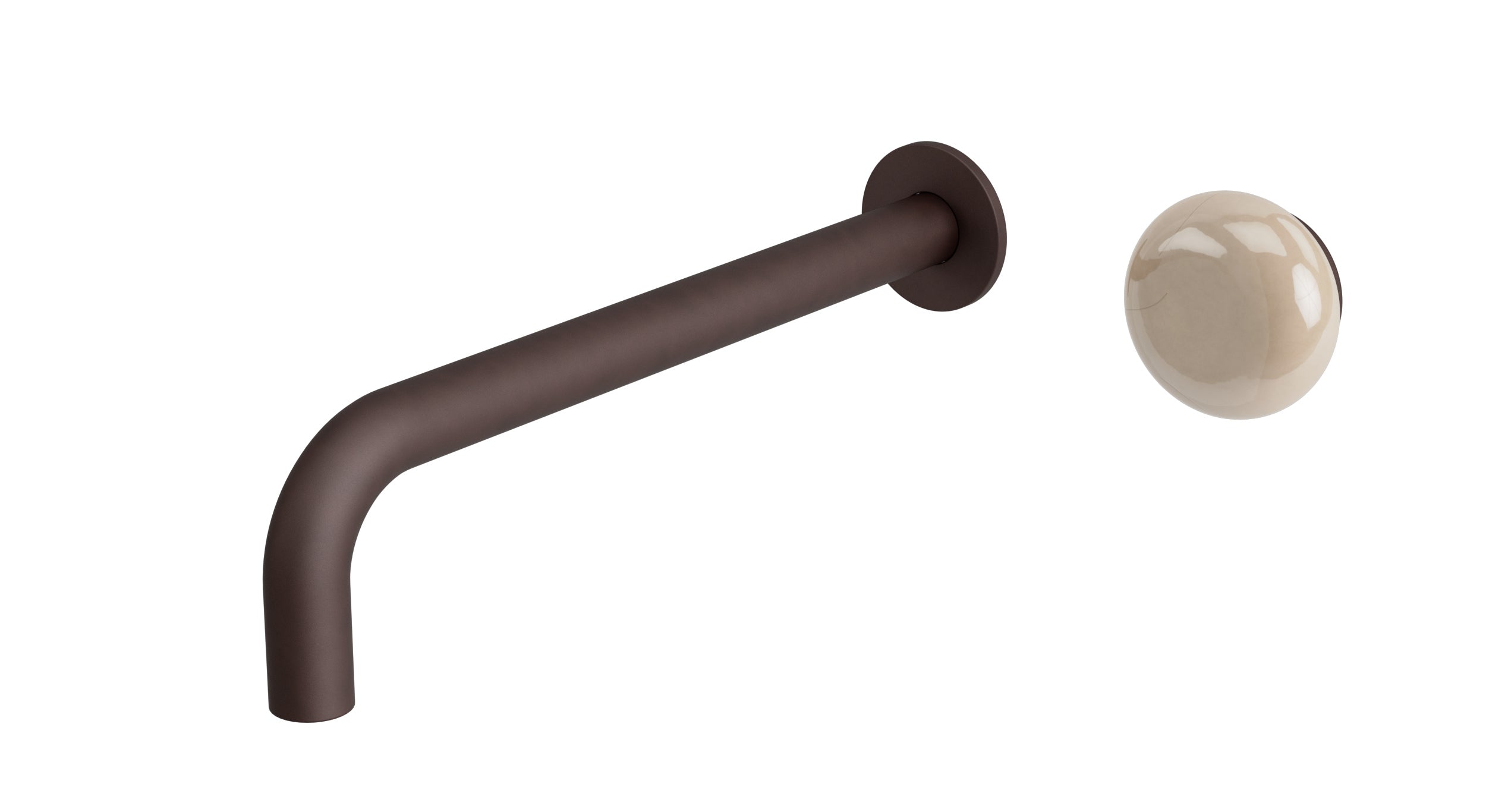 Foundry One Handle Wall Mount 10" Lavatory Faucet with Pebble Ceramic Knob Handle in Architectural Copper