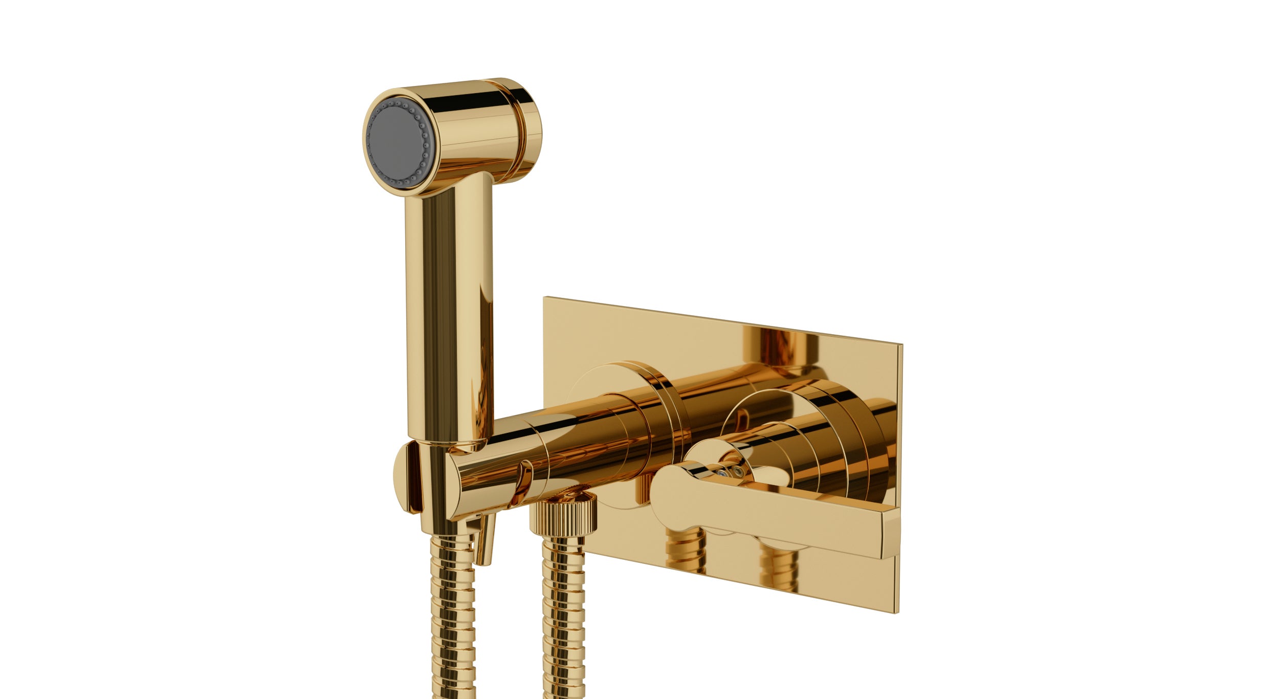 Flatiron One Handle Wall Mount Bidet Trim with Linear Lever Handle in Polished Brass