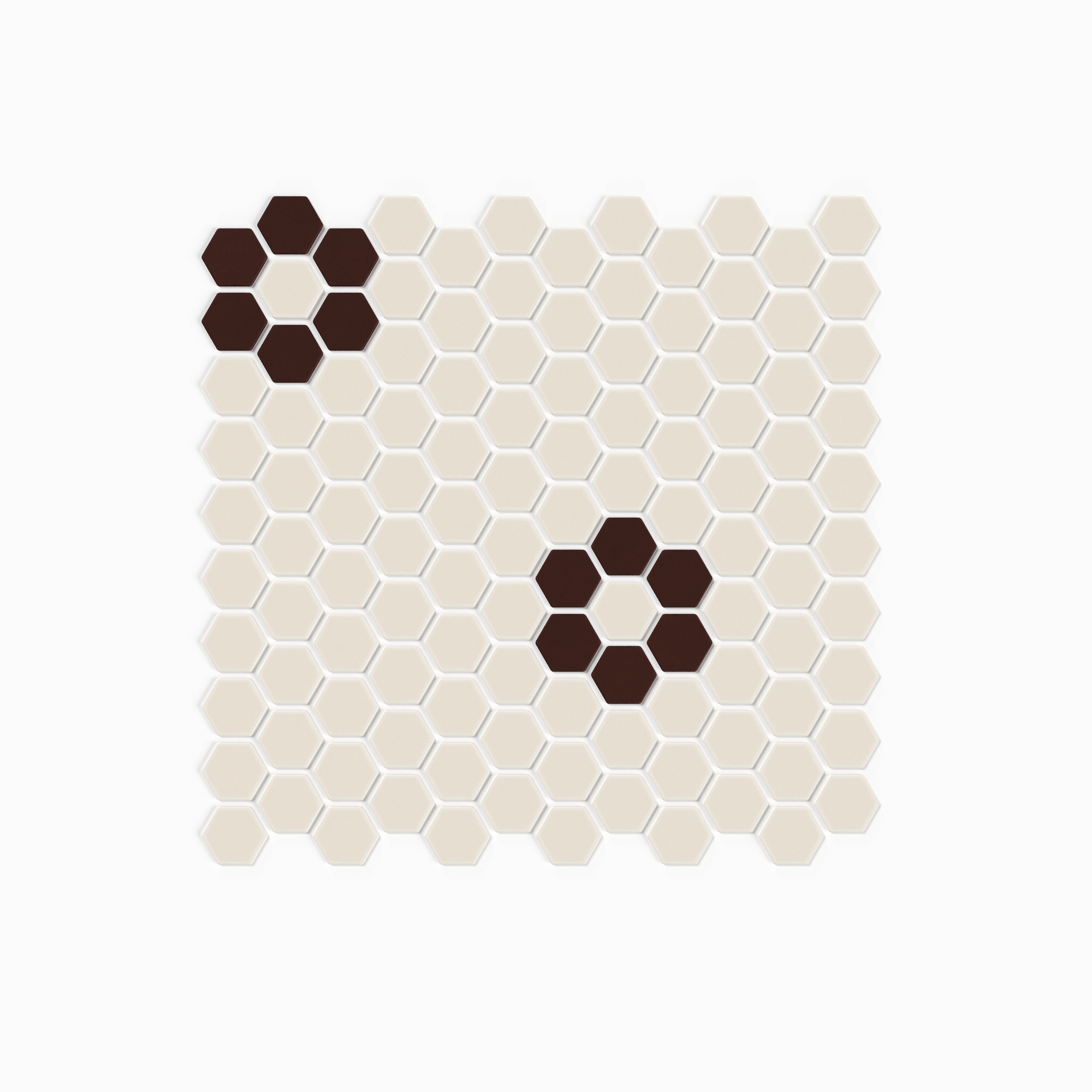 1" Hexagon Double Daisy Sheeted Original Ceramic Tile in Sand Dune Matte & Garnet Matte