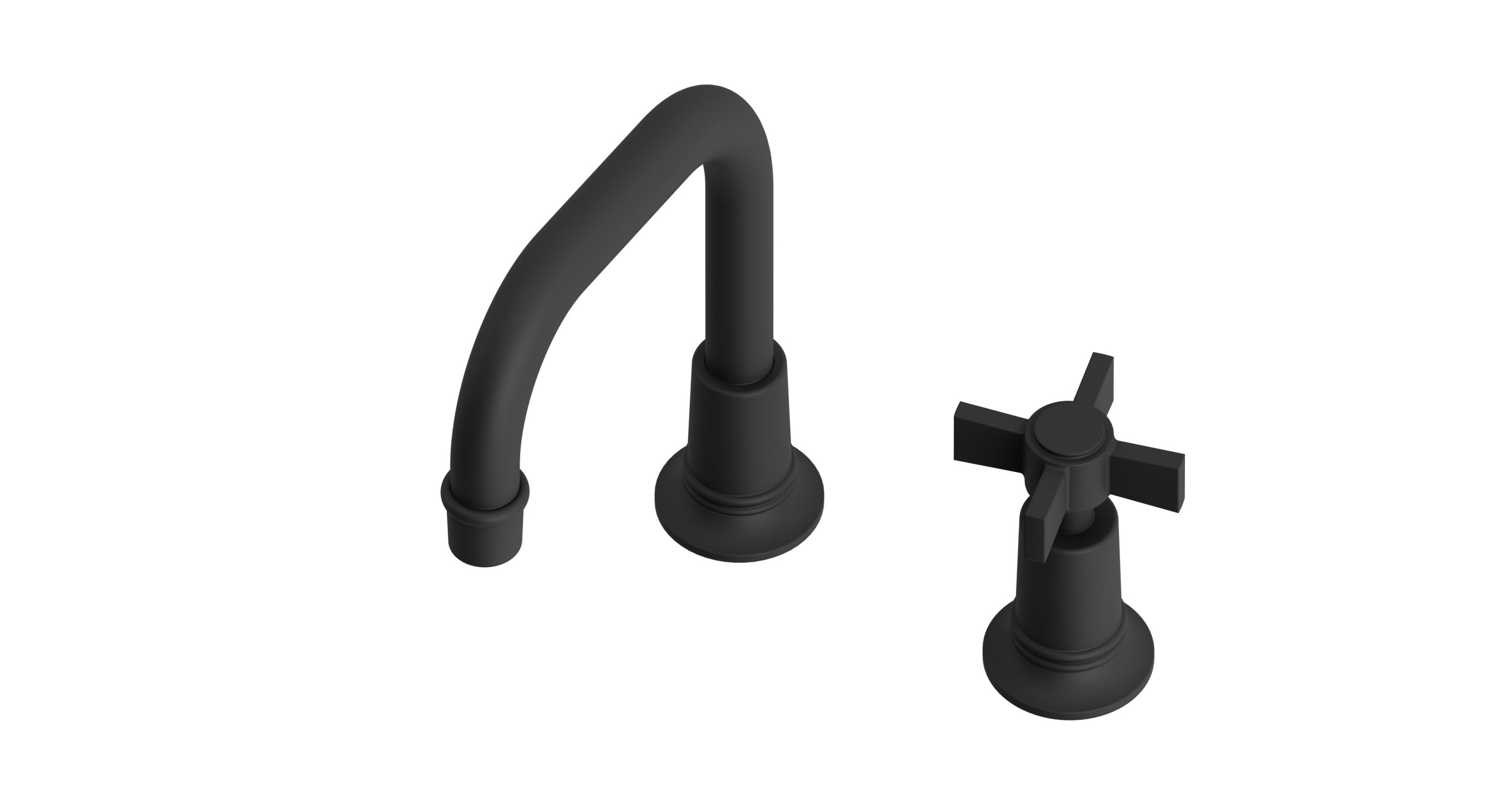 Emerson One Handle Deck Mount Squaretop Lavatory Faucet with Defined Cross Handle in Matte Black