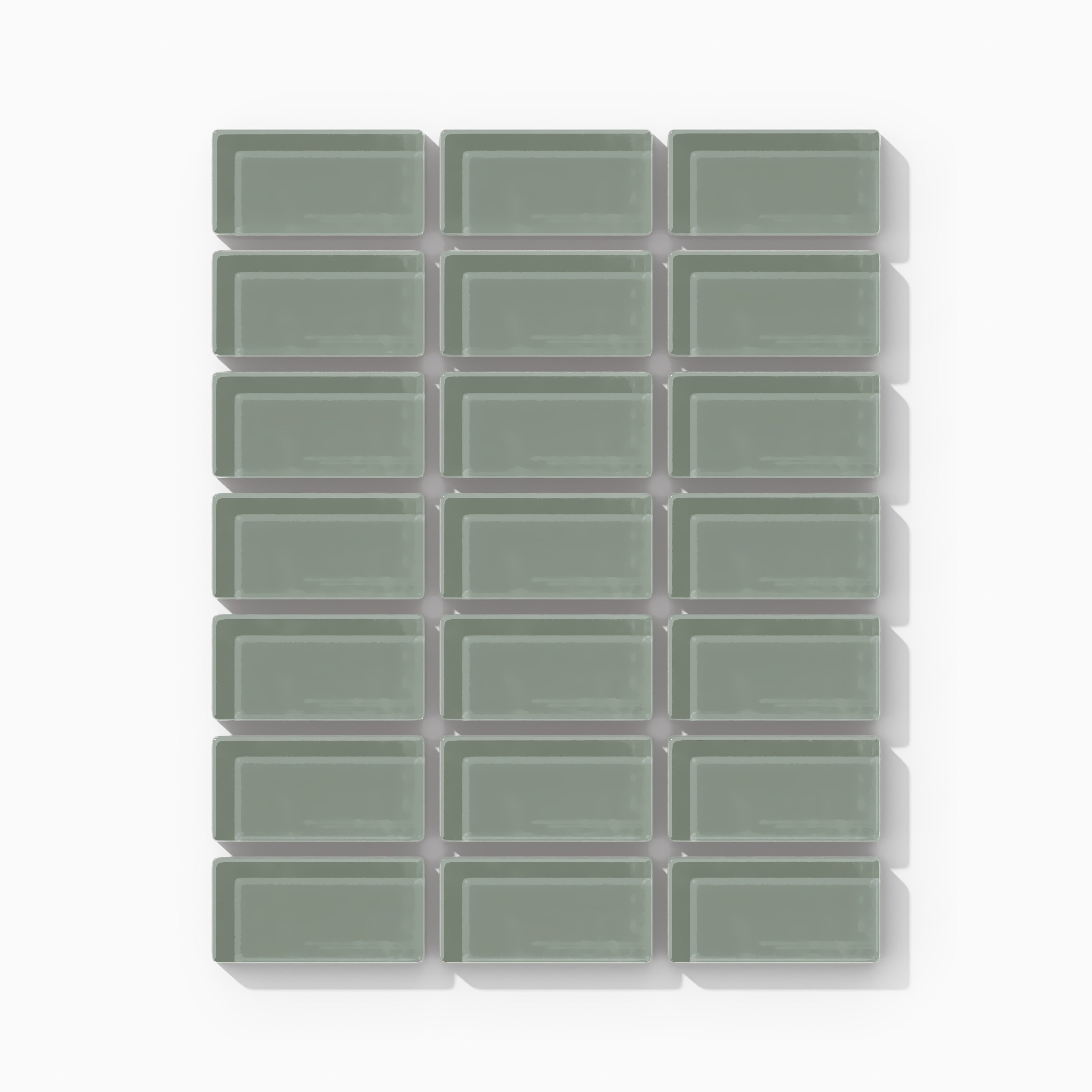 1x2 Straight Set Sheeted Glass Mosaic Tile in Hummingbird Gloss