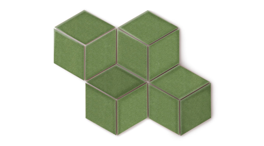Large Diamond Original Ceramic Tile in Kelp Gloss